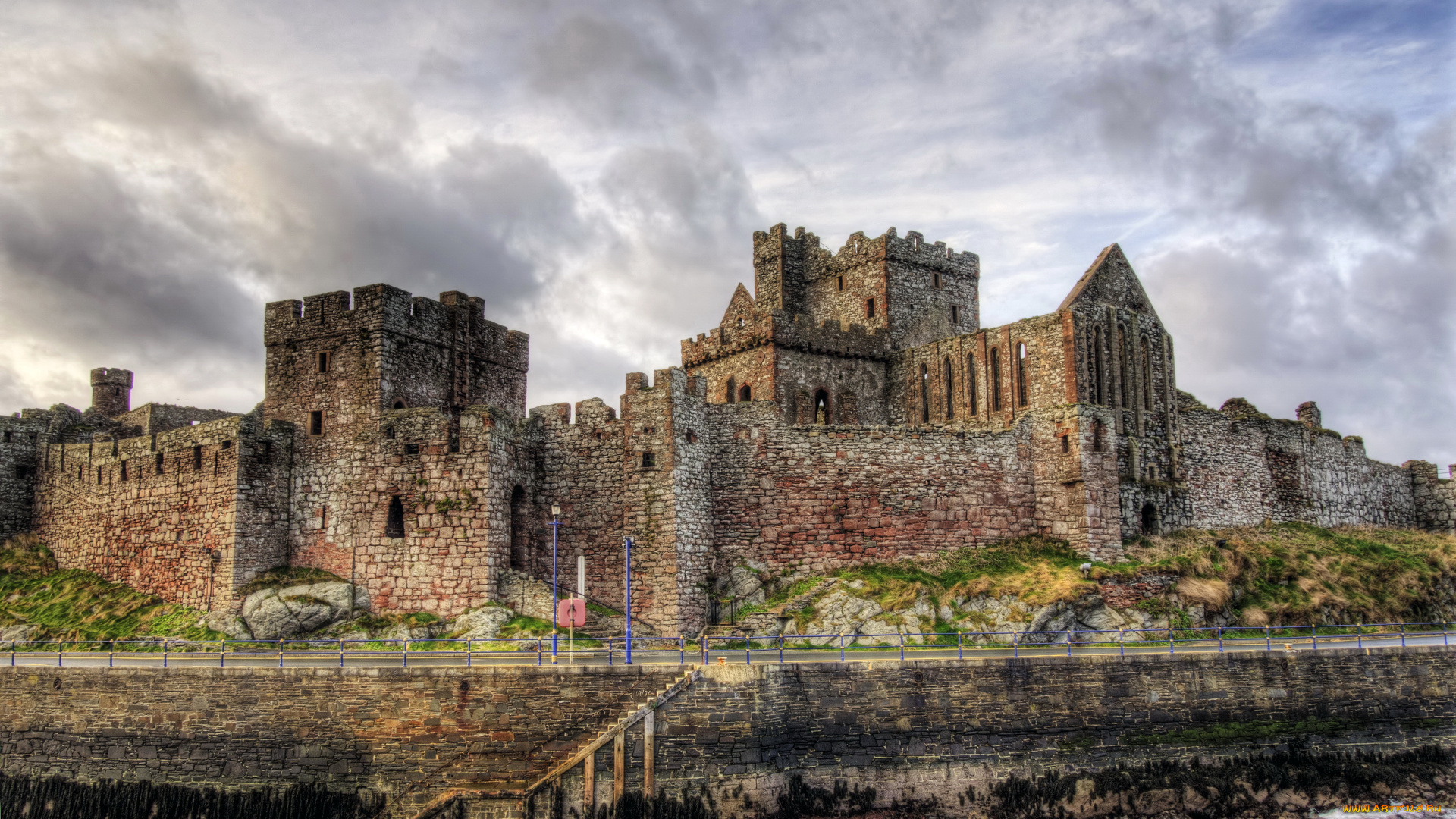 peel, castle, остров, man, великобритания, города, -, дворцы, , замки, , крепости, peel, castle, остров, man, великобритания, замок, река