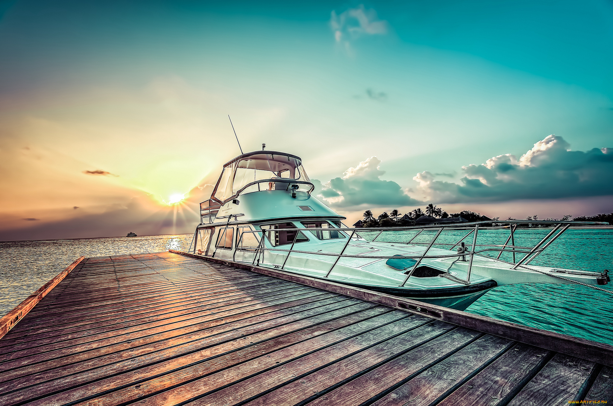 корабли, Яхты, причал, тропики, океан, острова, яхта