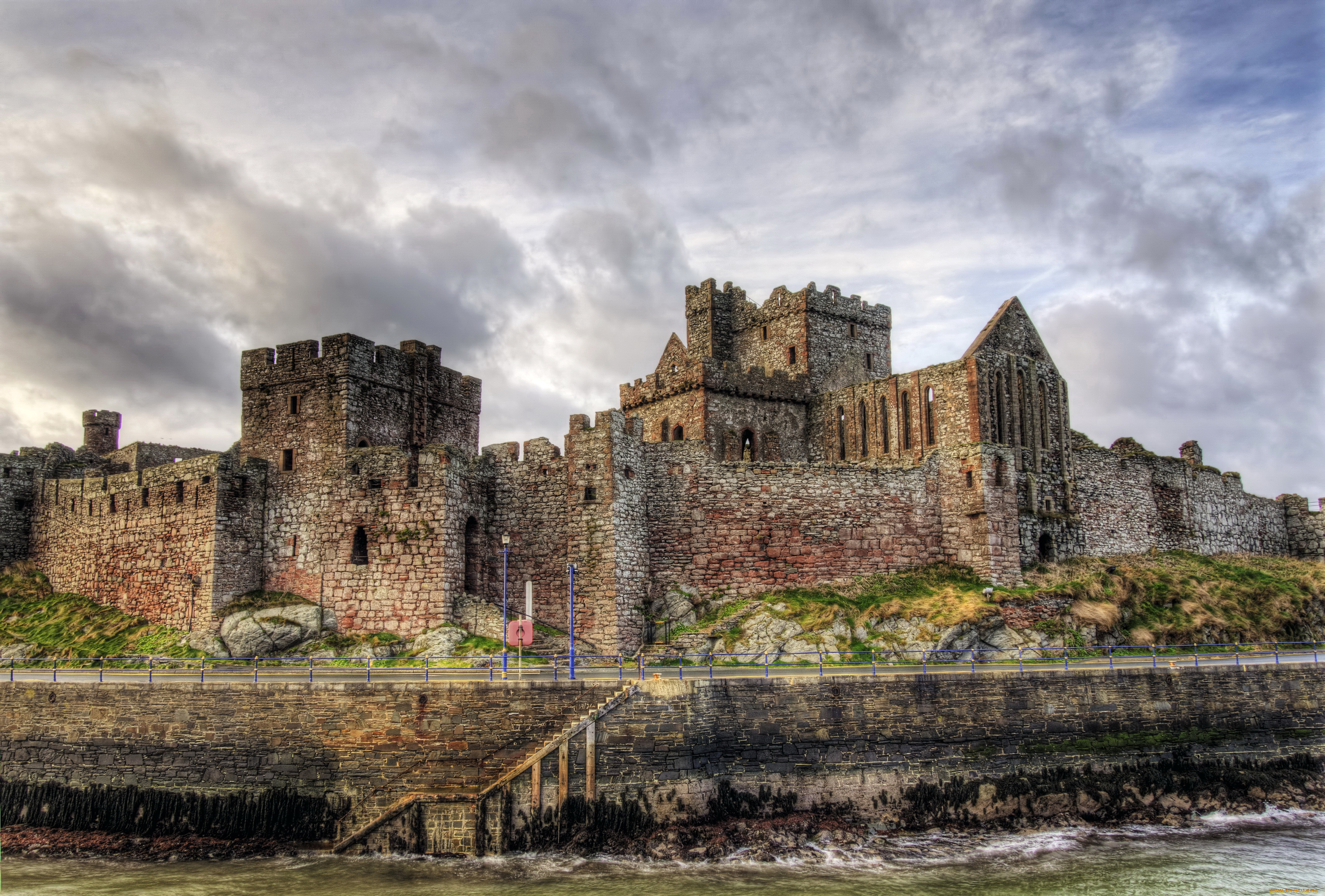 peel, castle, остров, man, великобритания, города, -, дворцы, , замки, , крепости, peel, castle, остров, man, великобритания, замок, река