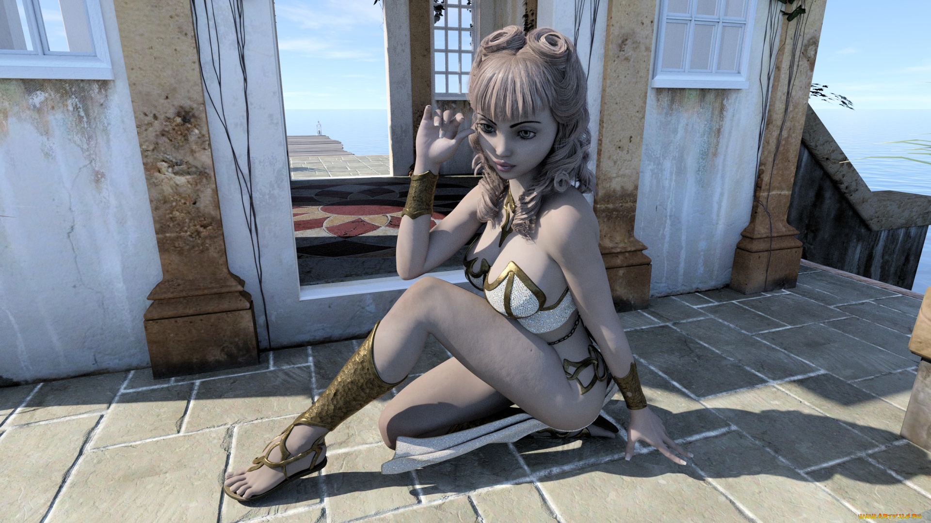 3д, графика, фантазия, , fantasy, девушка, взгляд, фон