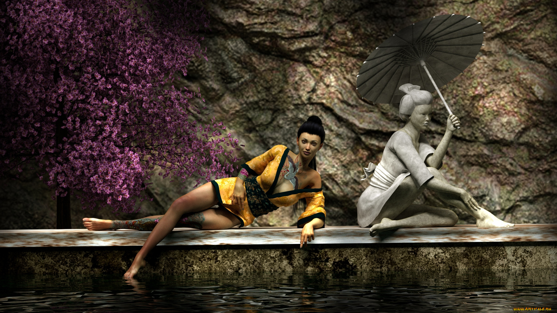 3д, графика, фантазия, , fantasy, девушка, взгляд, фон