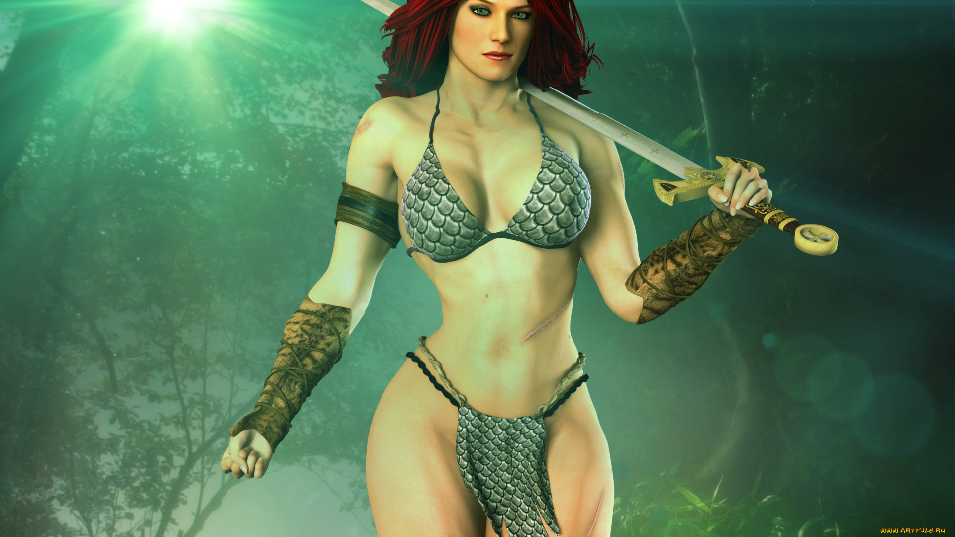 3д, графика, фантазия, , fantasy, фон, взгляд, девушка