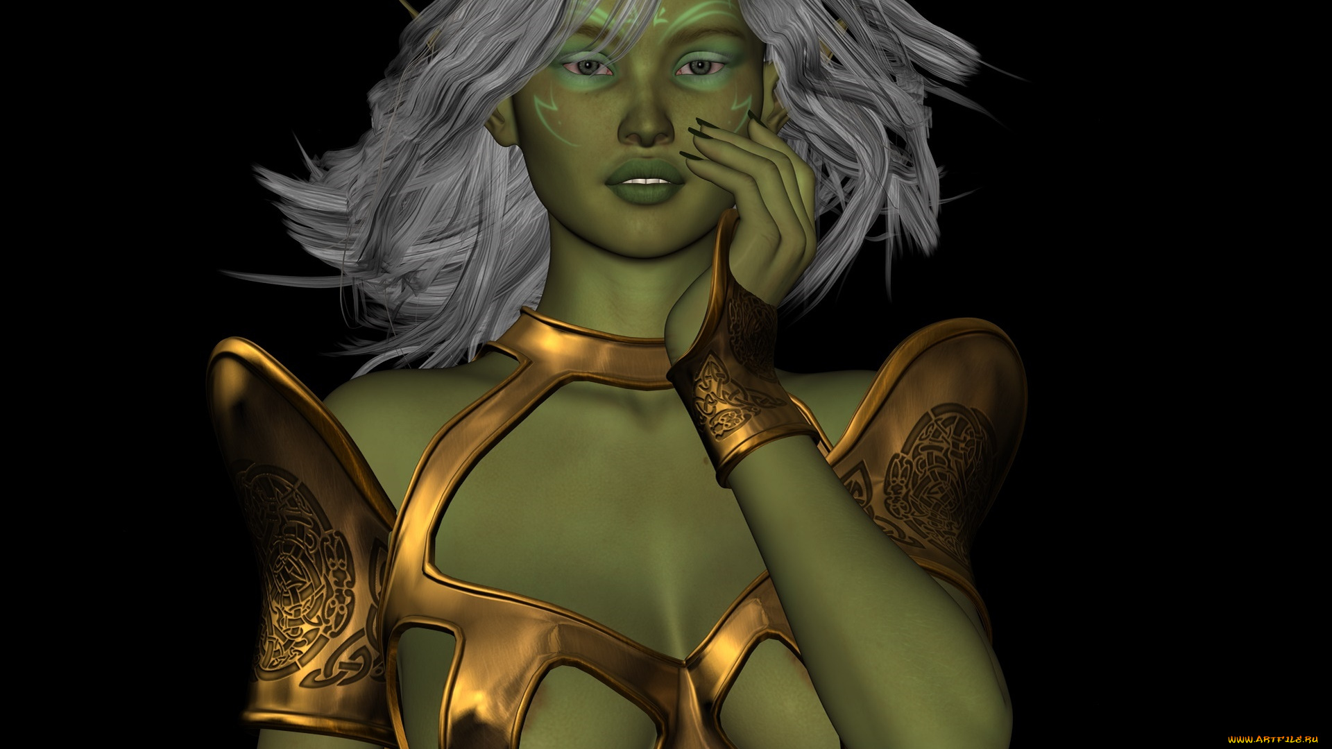 3д, графика, фантазия, , fantasy, фон, взгляд, девушка