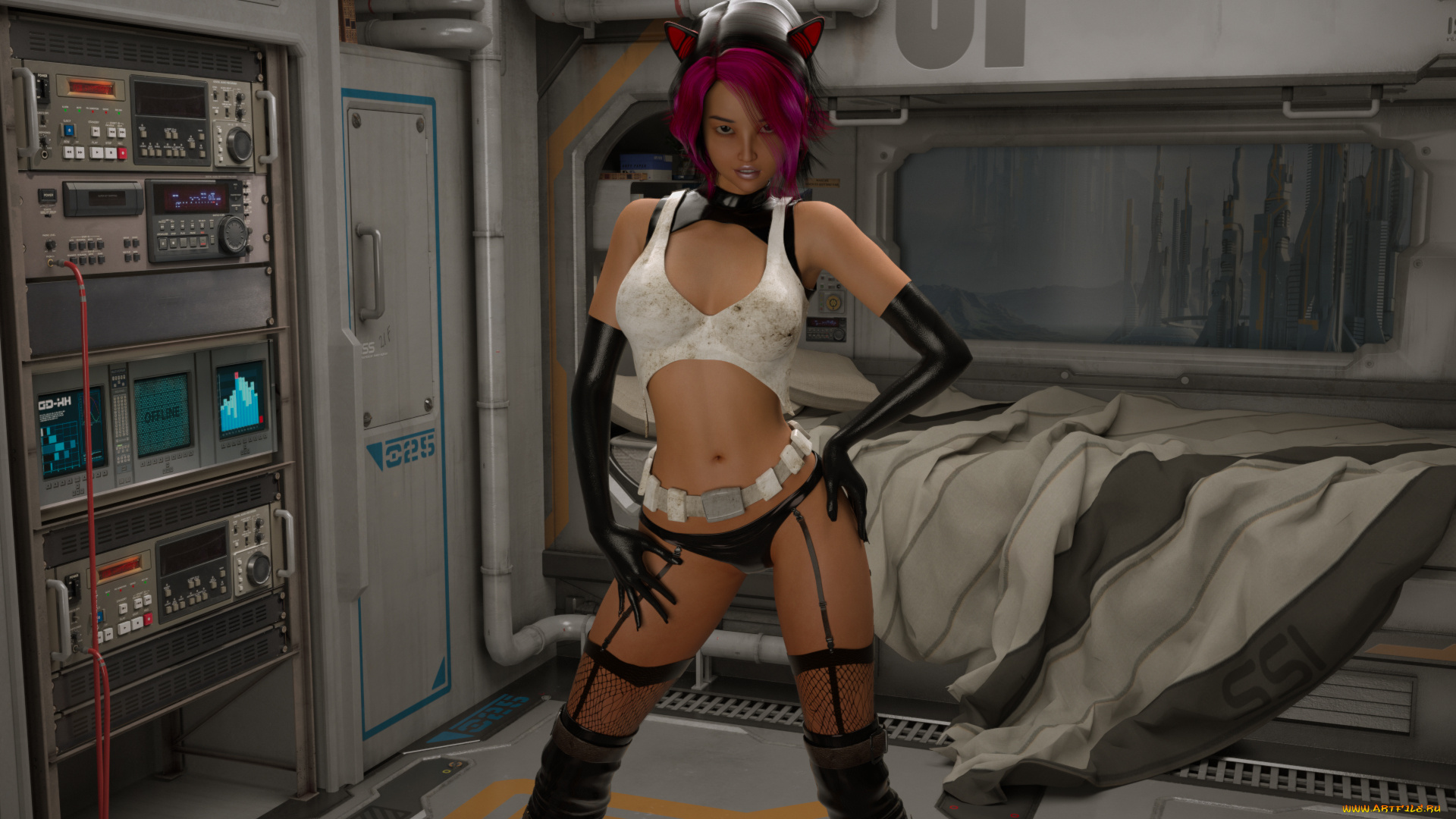 3д, графика, люди, , people, девушка, взгляд, фон, интерьер