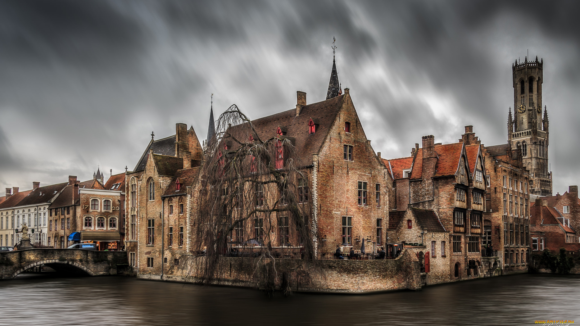 brugge, города, брюгге, , бельгия, дома, канал
