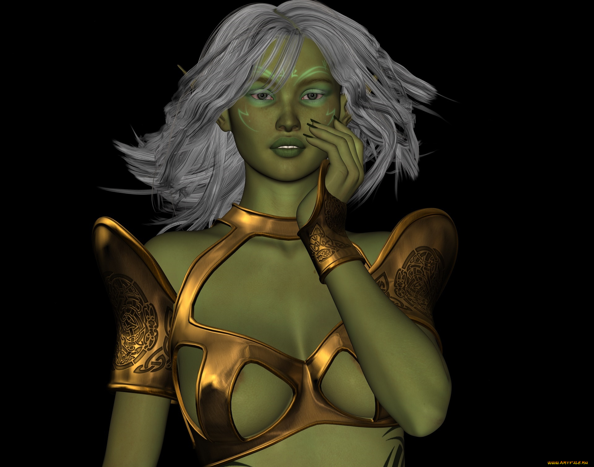 3д, графика, фантазия, , fantasy, фон, взгляд, девушка