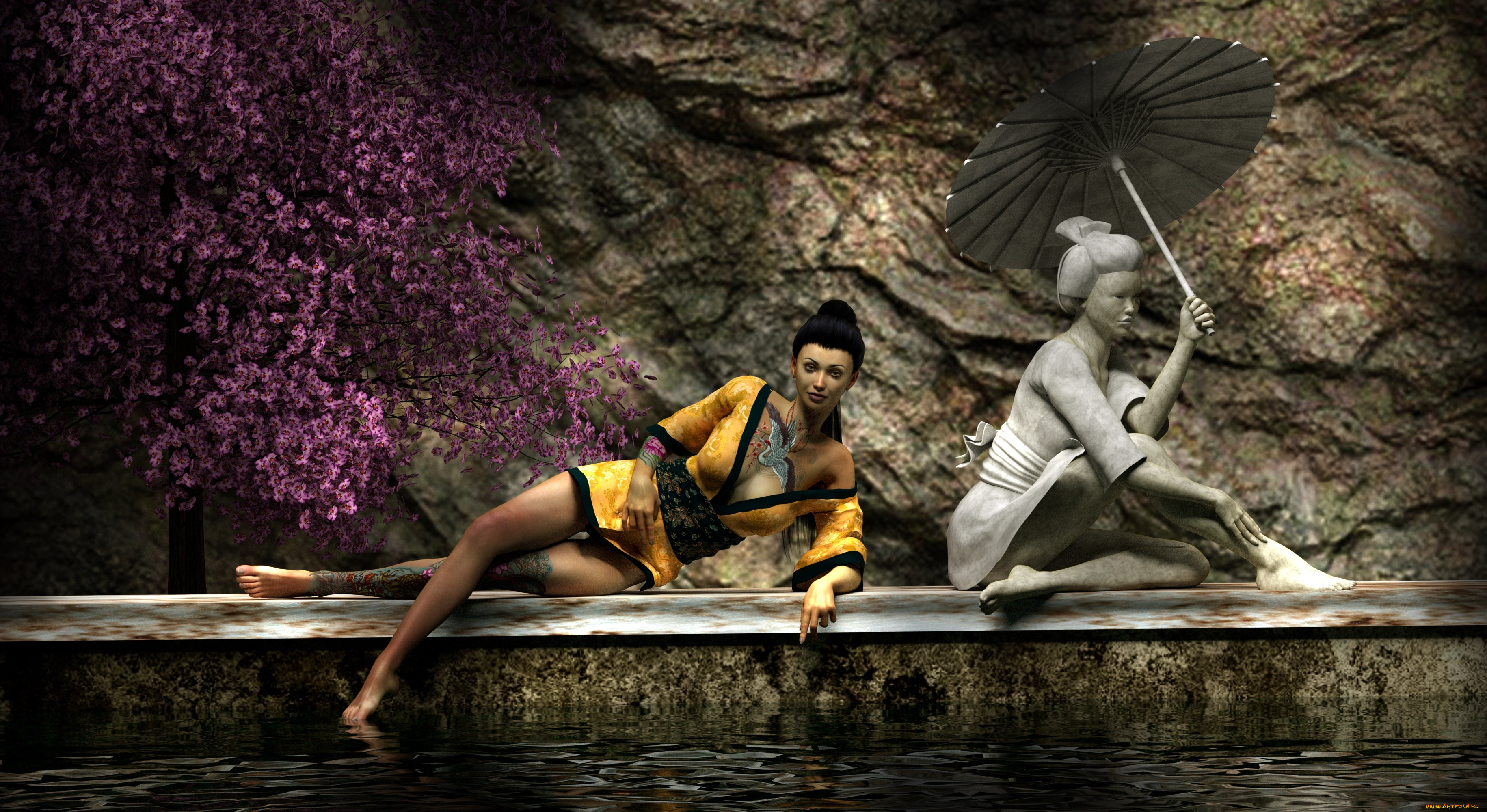 3д, графика, фантазия, , fantasy, девушка, взгляд, фон