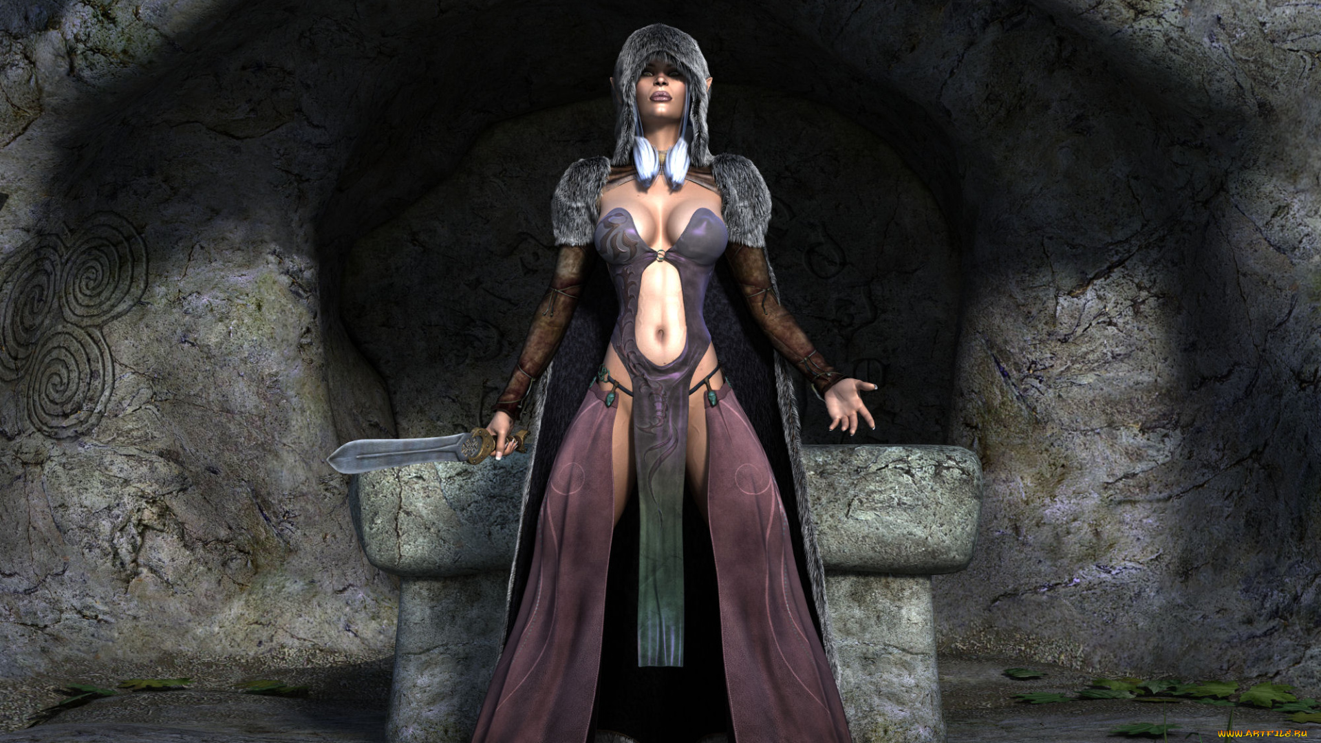 3д, графика, фантазия, , fantasy, фон, взгляд, девушка