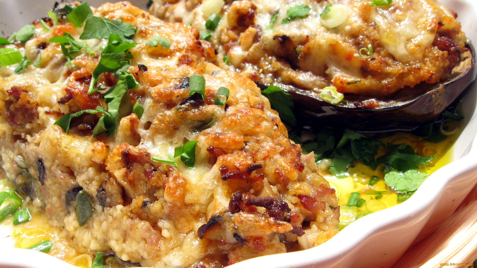 еда, вторые, блюда, фаршированный, баклажан