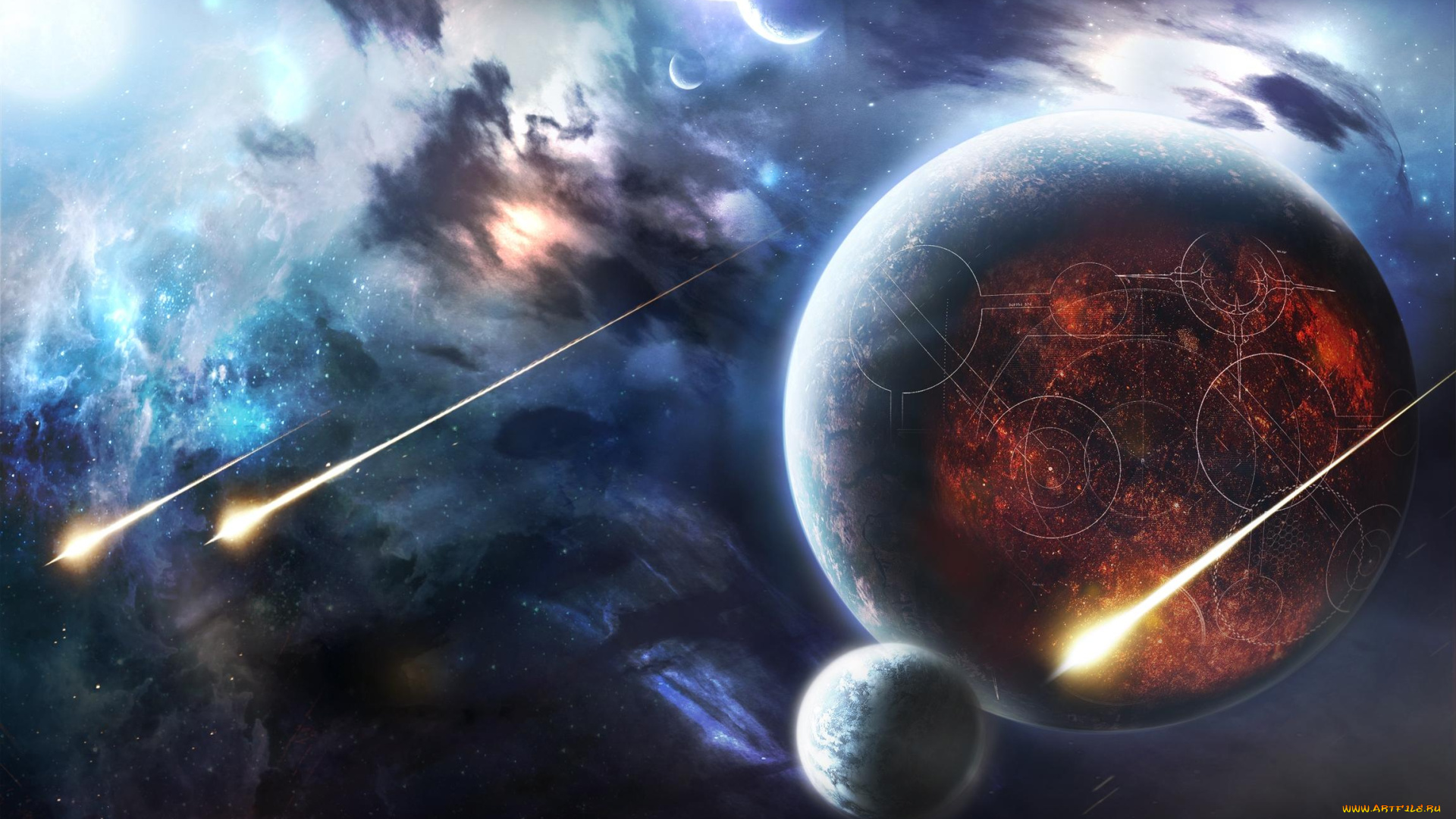 космос, арт, вселенная, планеты, звёзды, созвездия