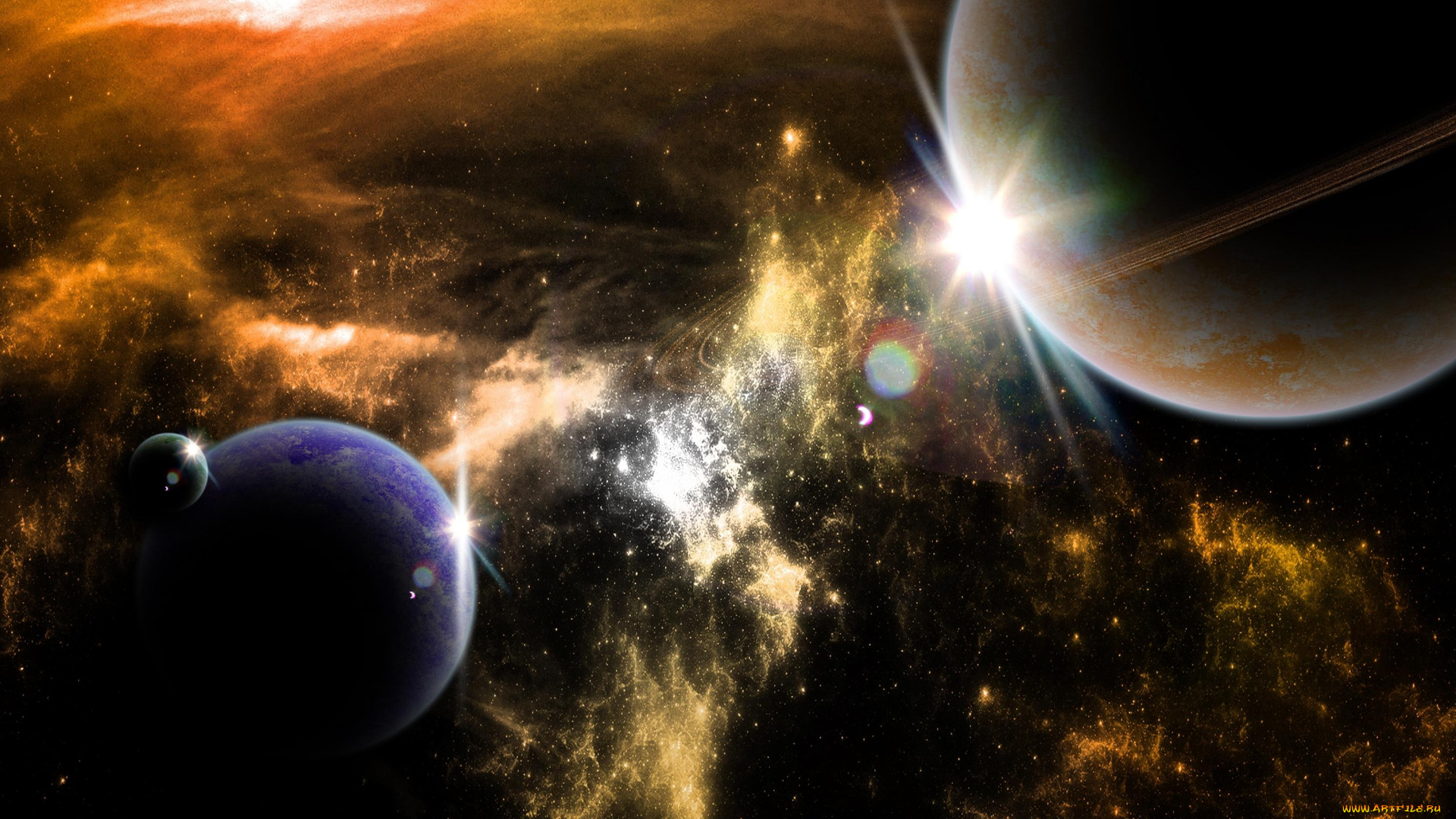 космос, арт, вселенная, планеты, звёзды, созвездия