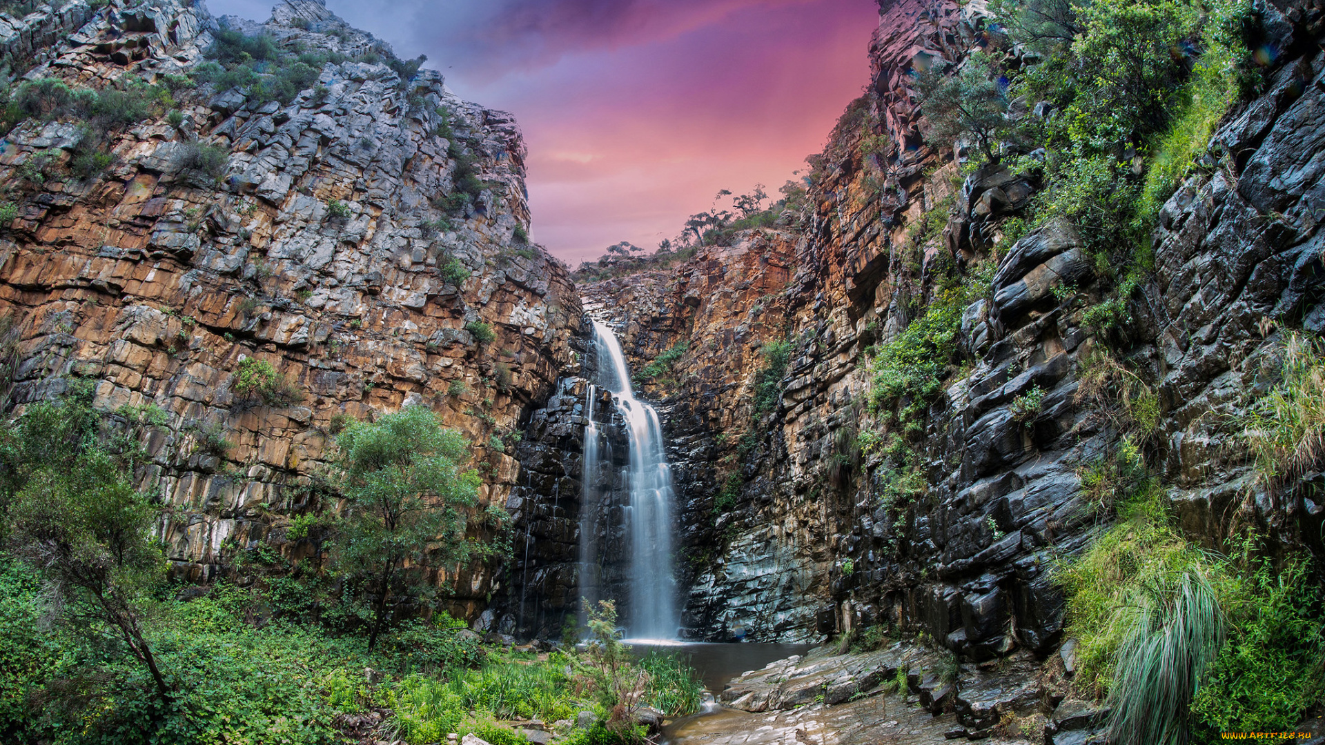 природа, водопады, водопад, река, лес