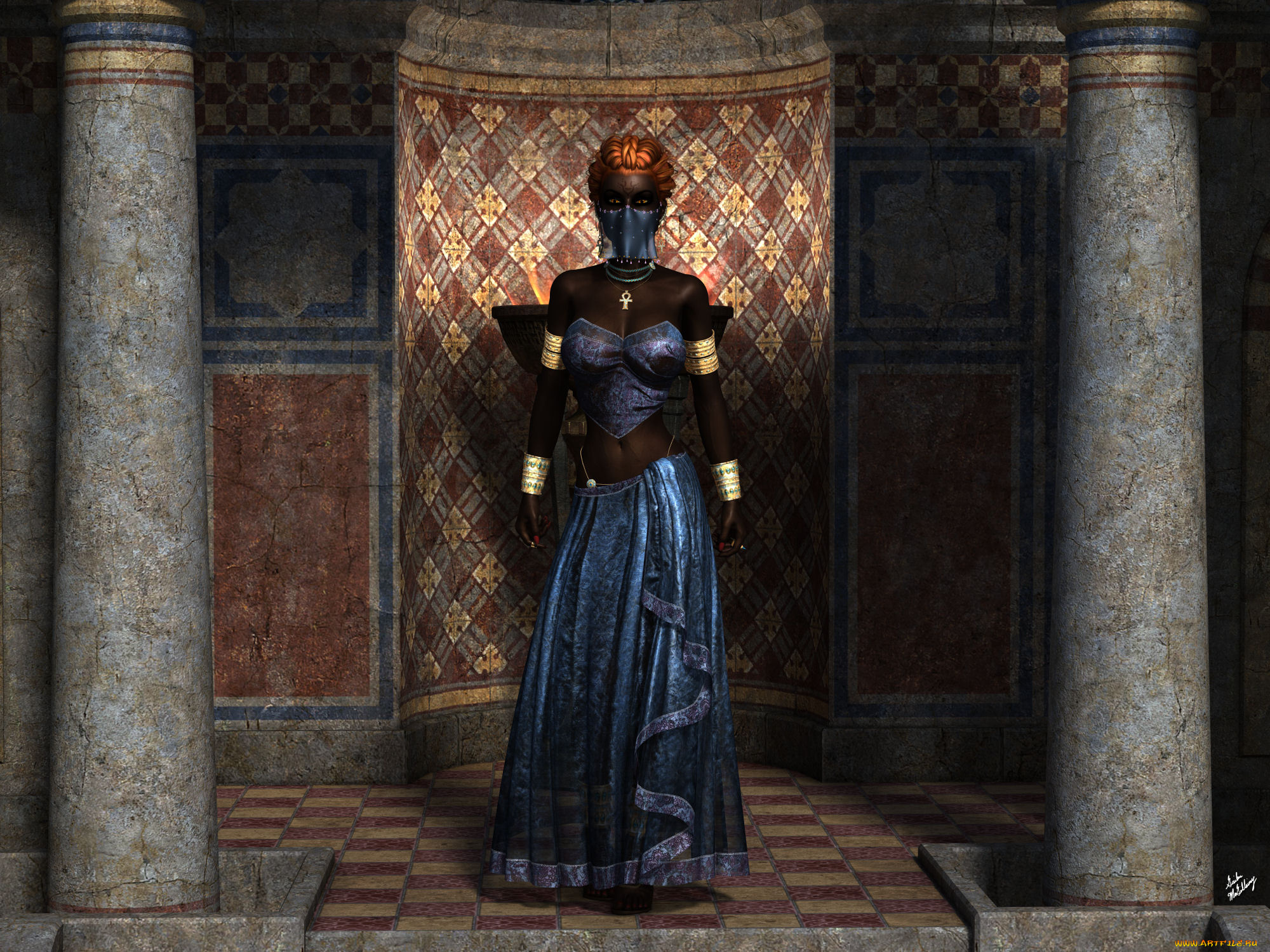 3д, графика, фантазия, , fantasy, фон, взгляд, девушка