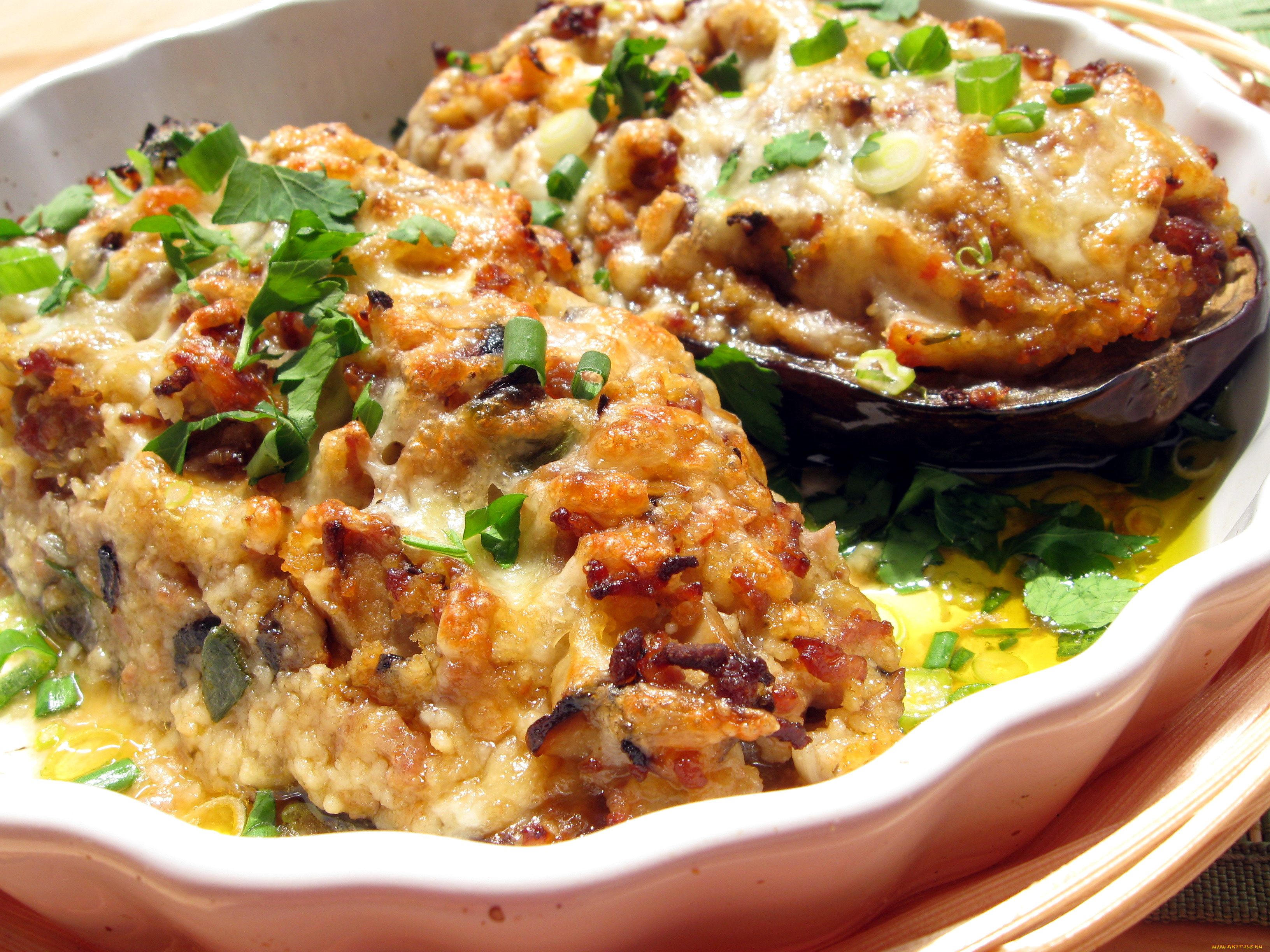 еда, вторые, блюда, фаршированный, баклажан