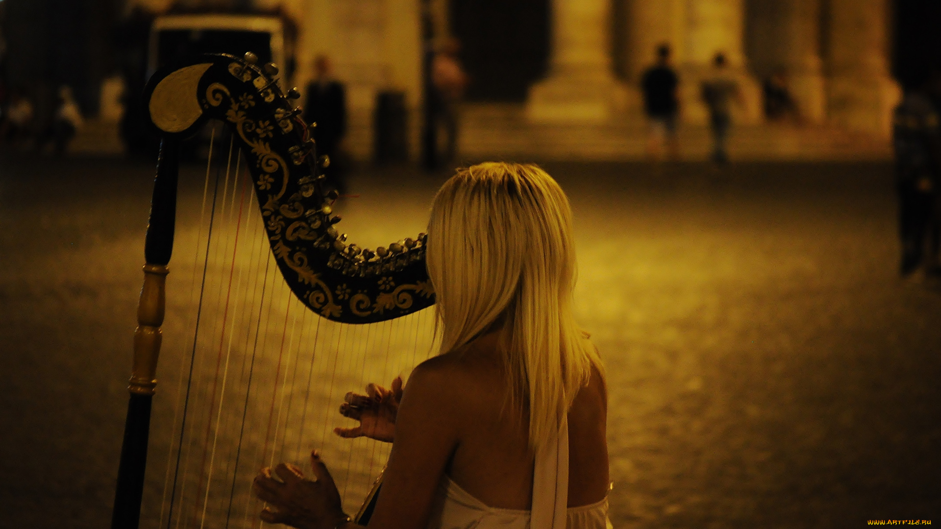 музыка, -другое, арфа, девушка