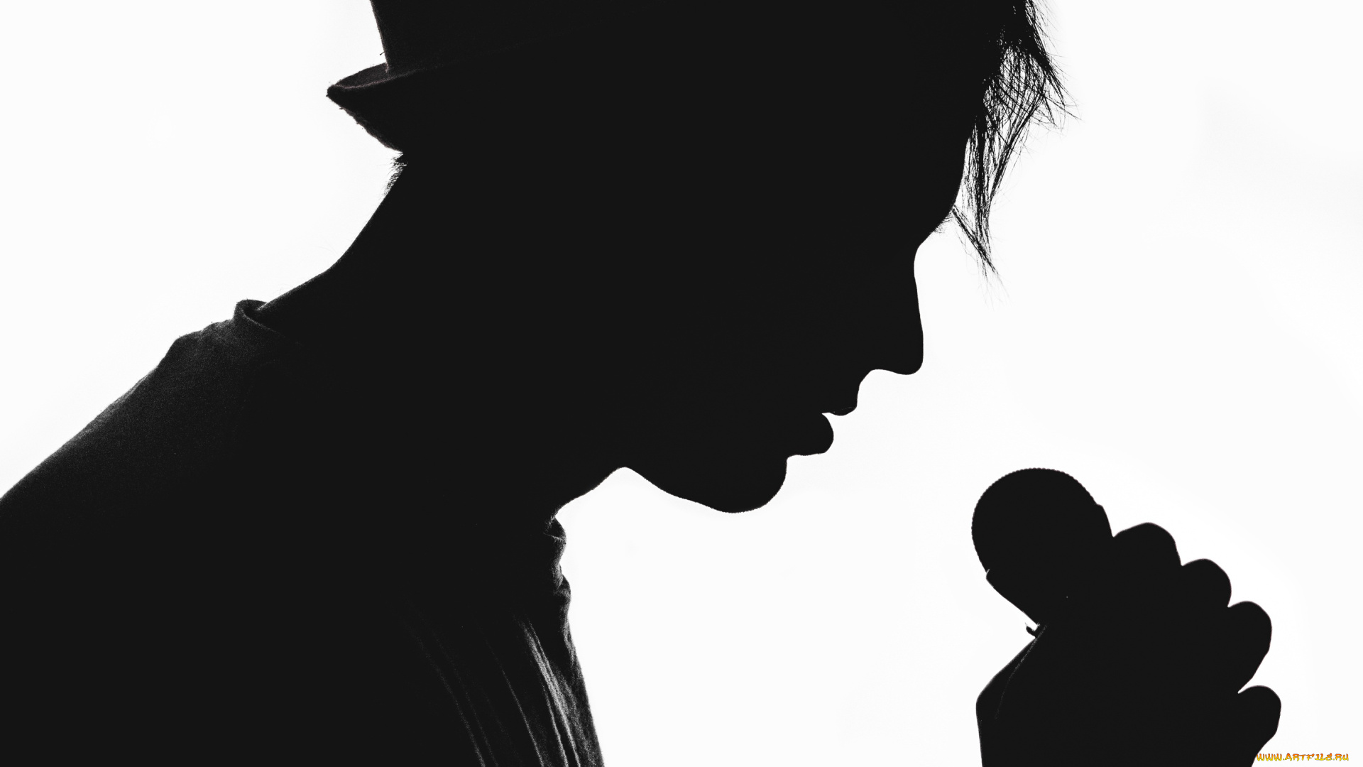 музыка, -другое, микрофон, силуэт, шляпа