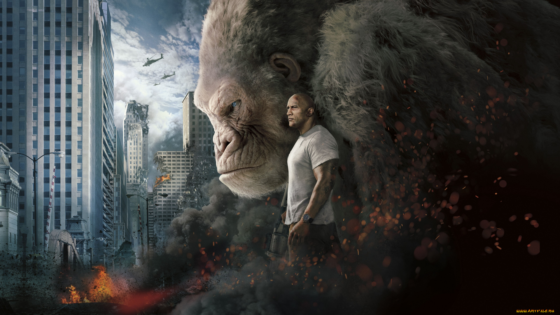 rampage, , 2018, кино, фильмы, rampage, дуэйн, джонсон, movies, фантастика, рэмпейдж, боевик, davis, okoye, poster