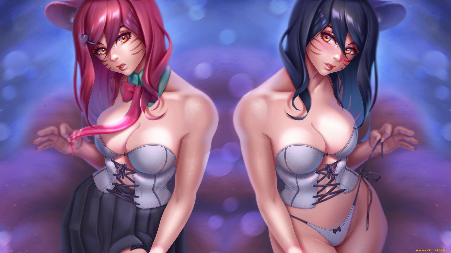 видео, игры, league, of, legends, уши, взгляд, фон, девушки