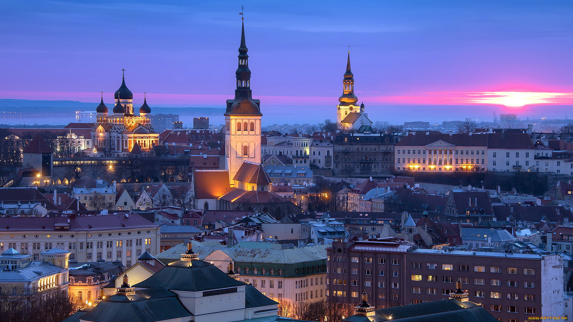 города, таллин, , эстония, панорама