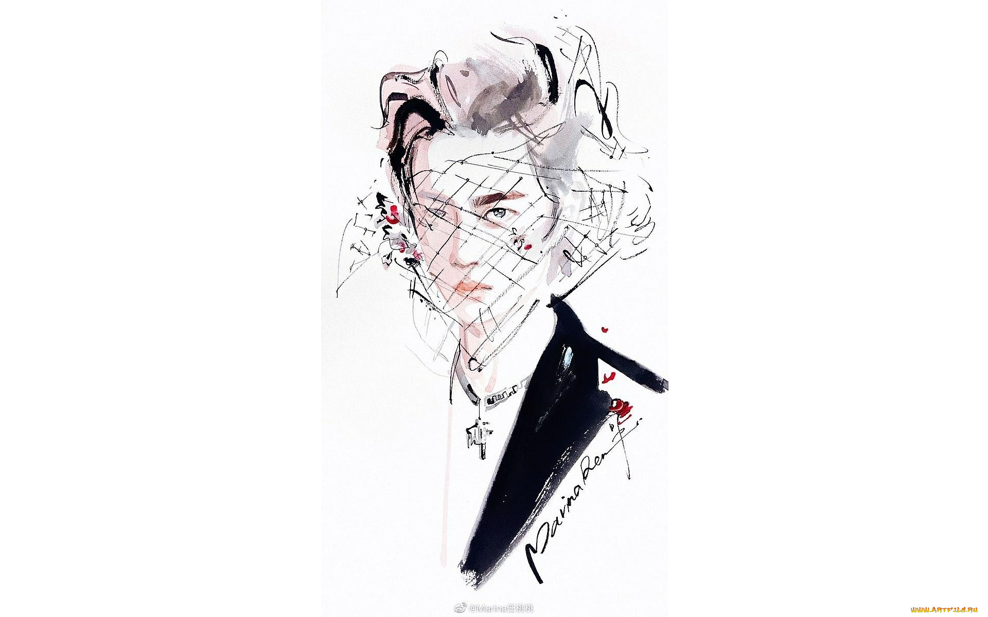 рисованное, люди, ван, ибо, лицо, вуаль