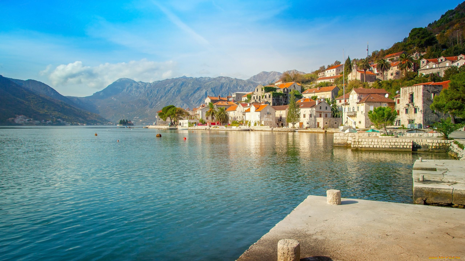 perast, montenegro, города, -, панорамы