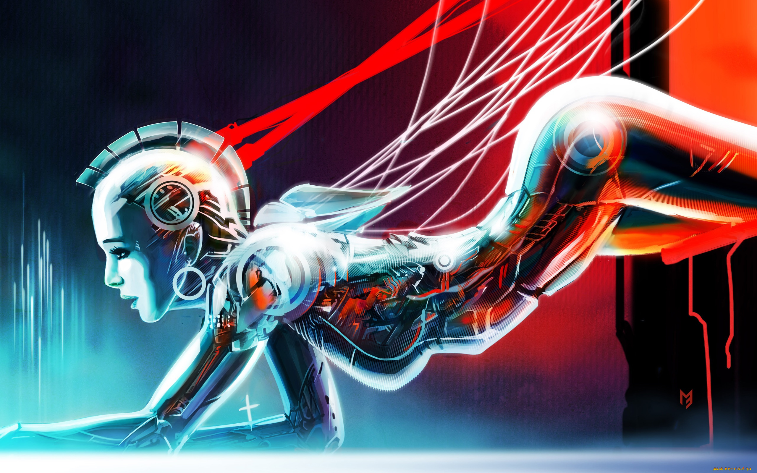 фэнтези, роботы, , киборги, , механизмы, девушка, робот, механизм, провода