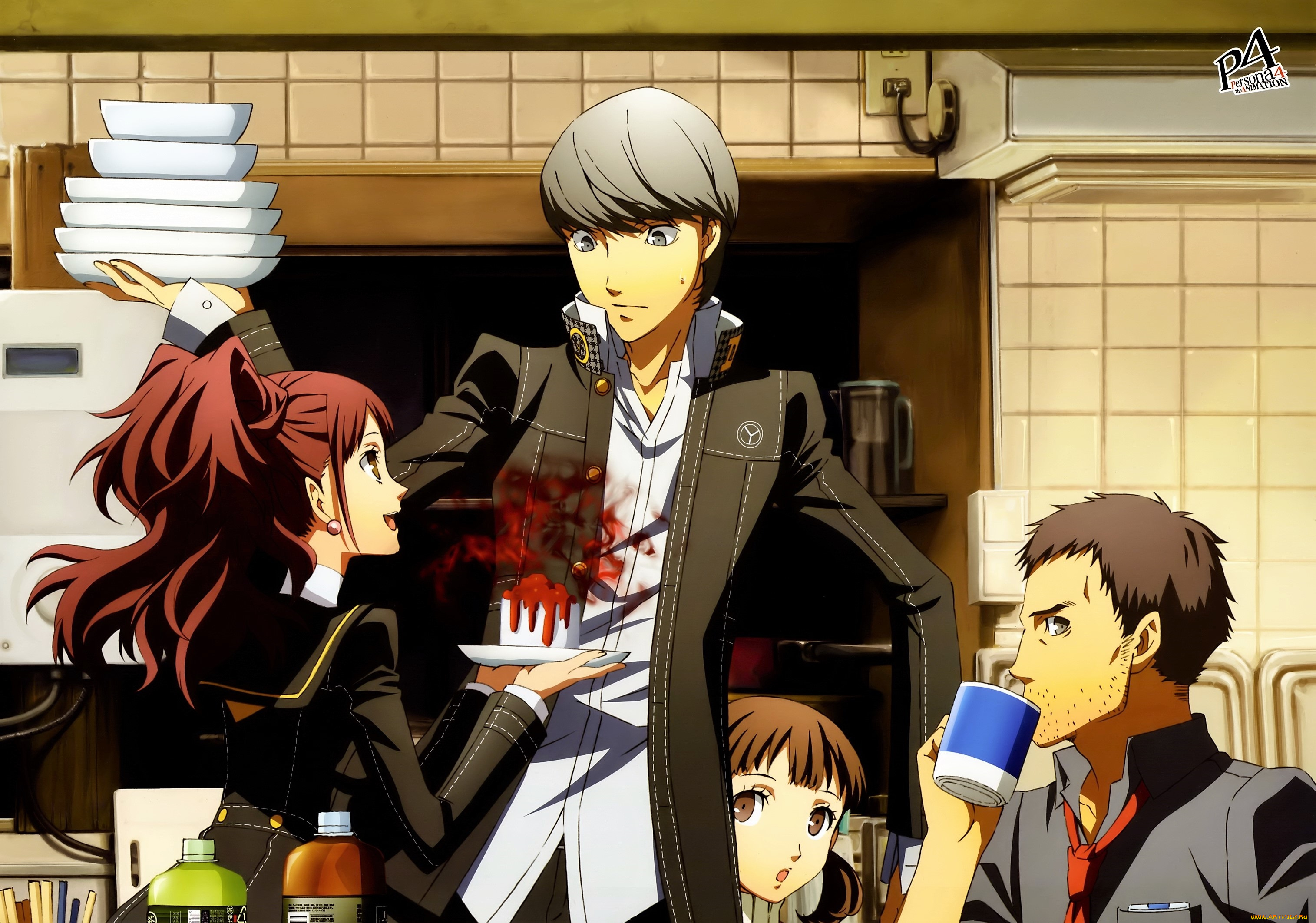 видео, игры, shin, megami, tensei, , persona, 4, персонажи, еда, тарелки