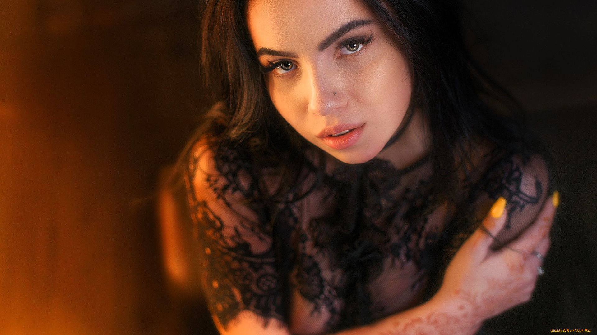 девушки, -, лица, , портреты, шатенка, лицо, кружево