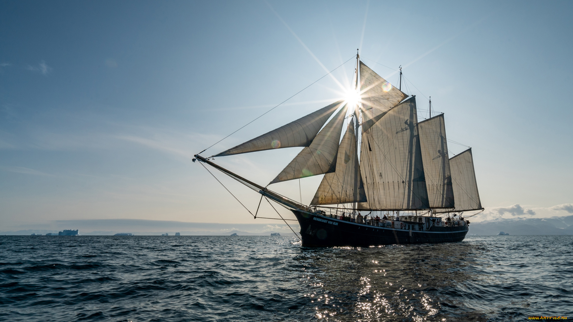 корабли, парусники, rembrandt, van, трехмачтовая, шхуна, oceanwide, expeditions