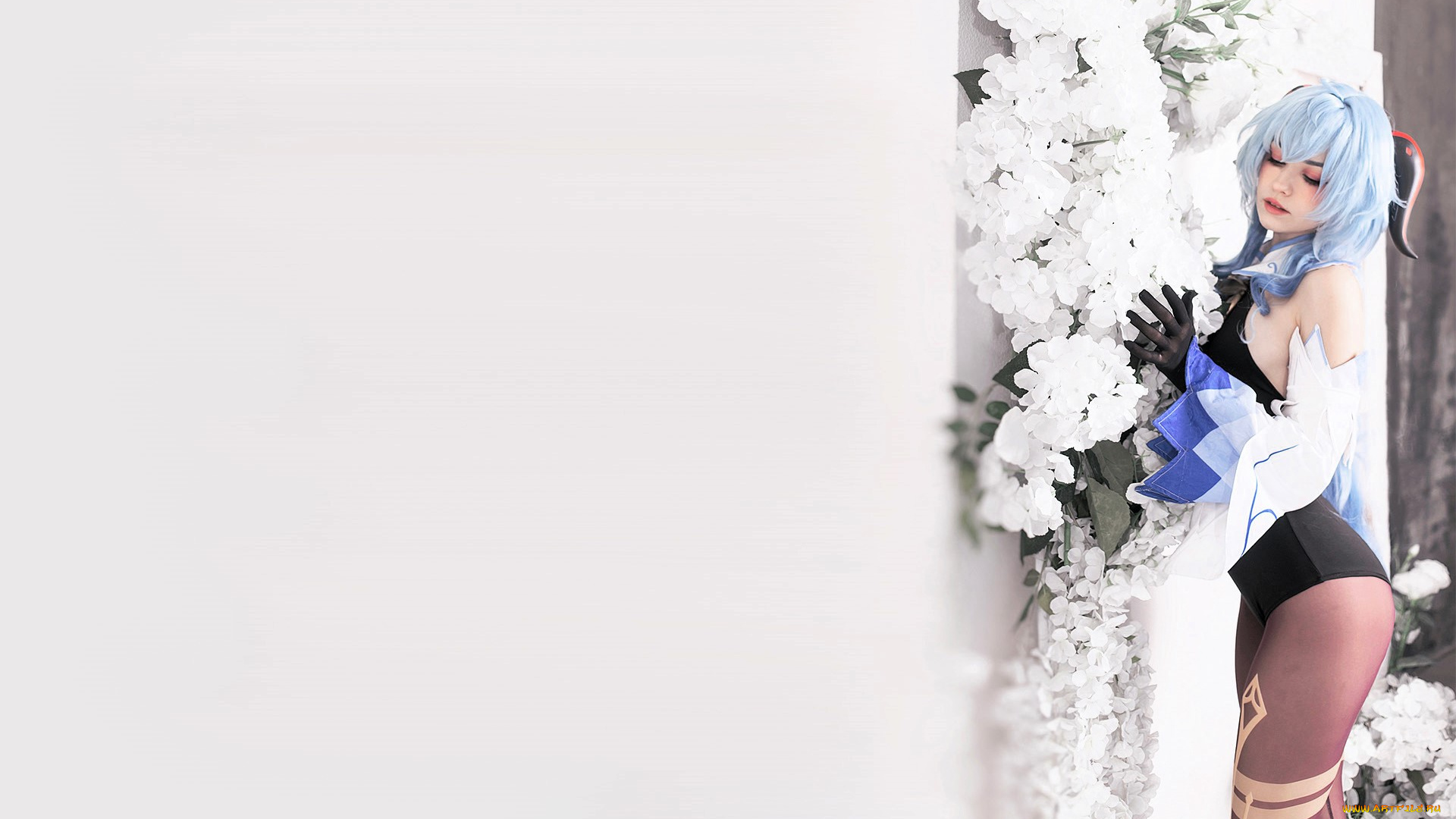 девушки, tenletters, образ, косплей, наряд, стена, цветы