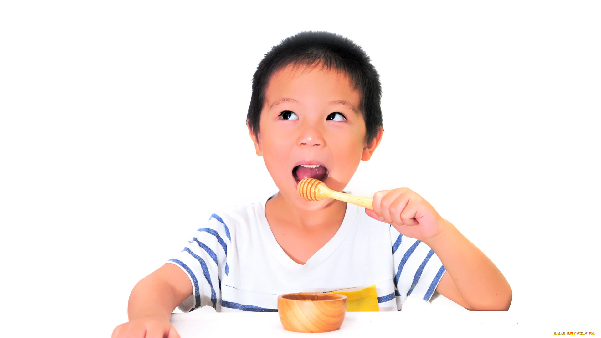 разное, дети, ребенок, мальчик, ложка, плошка, мед