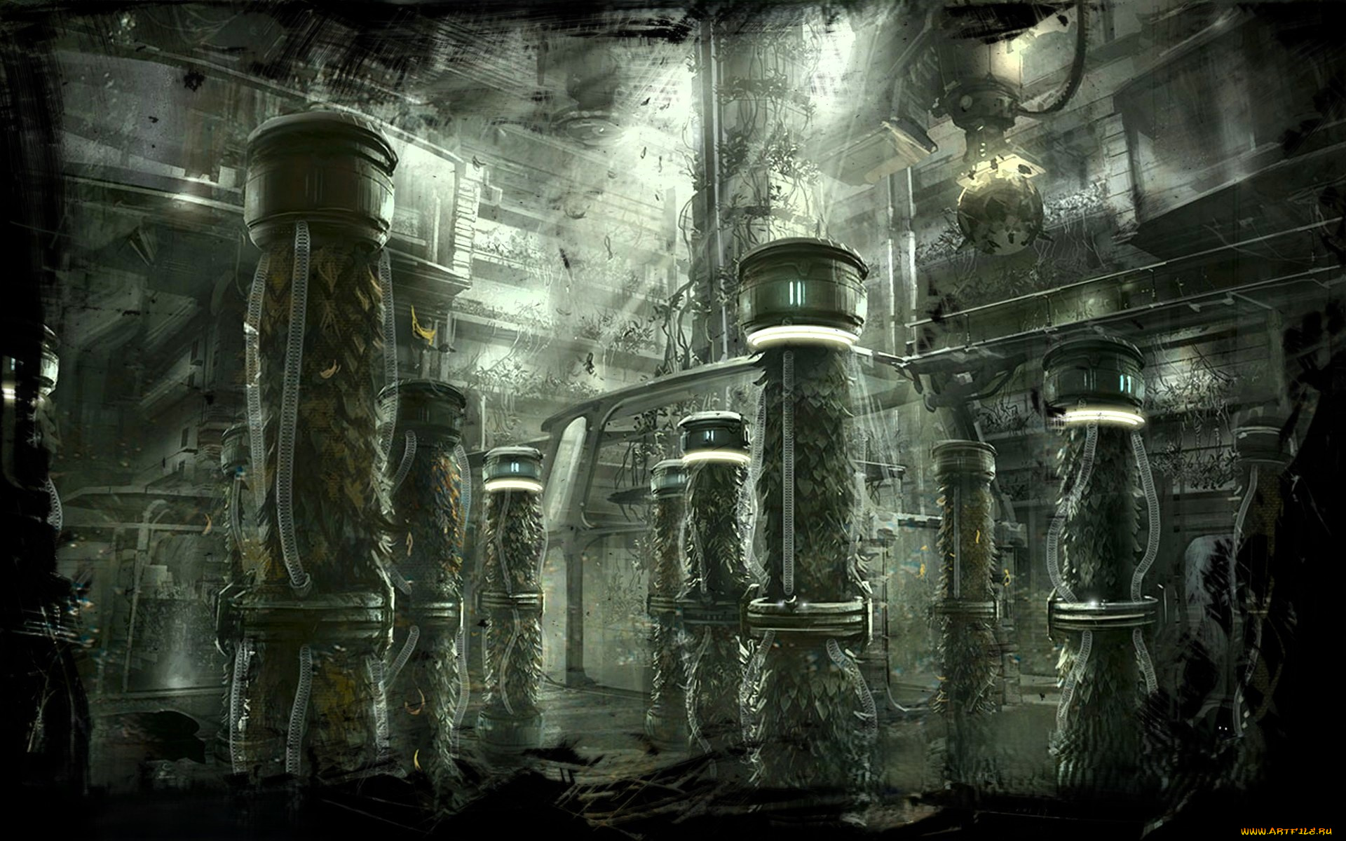 видео, игры, dead, space, храм, колонны, лучи, зал