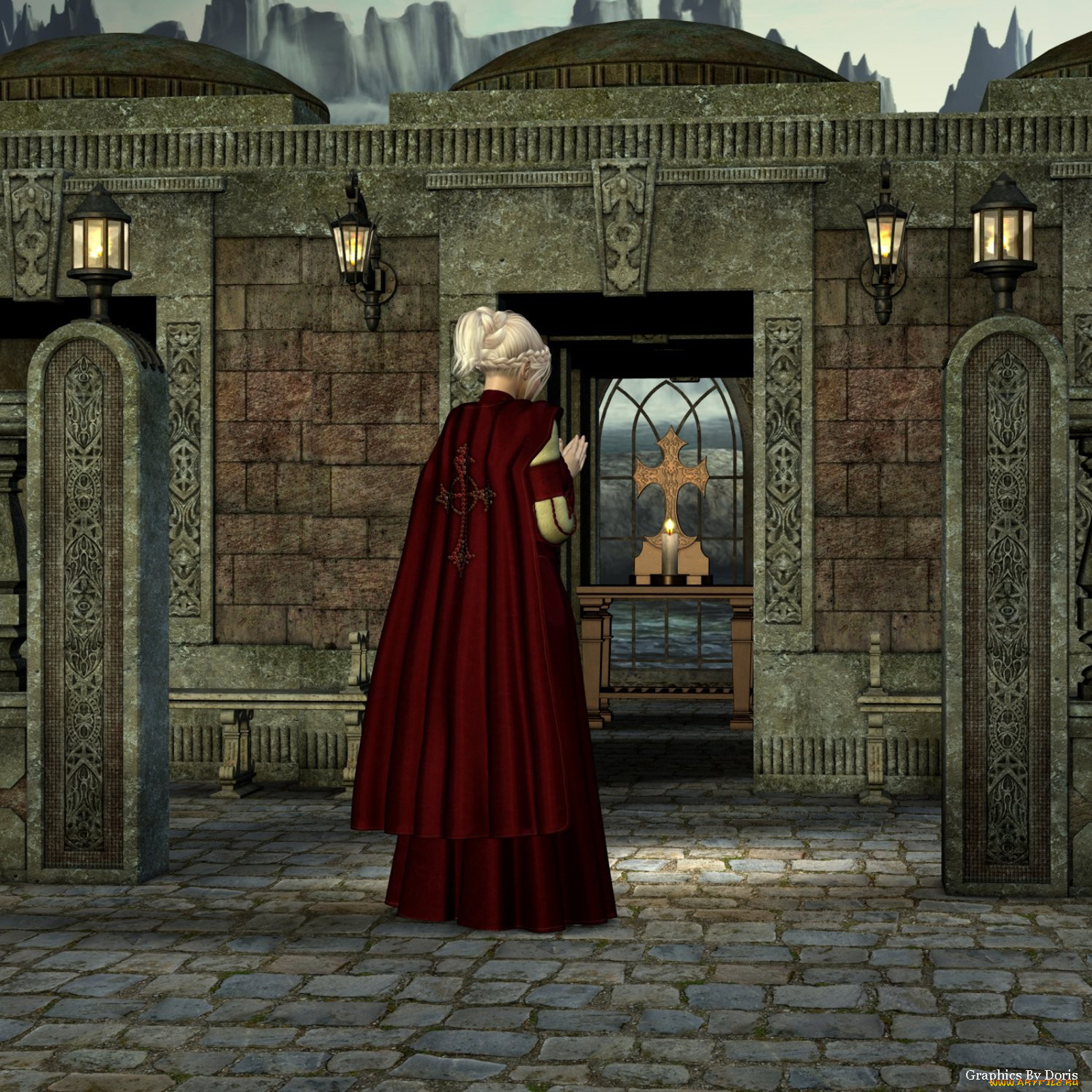 3д, графика, people, люди, свеча, крест