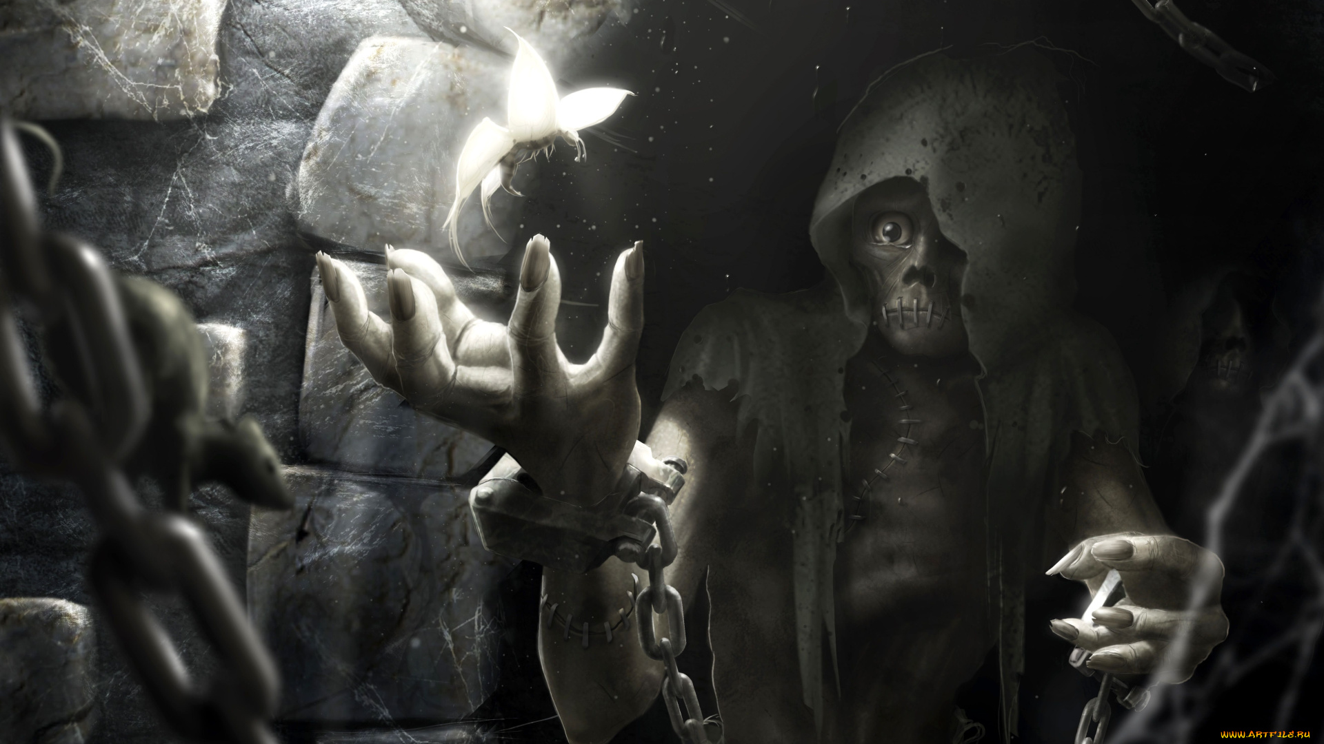 фэнтези, существа, узник, бабочка, свет, тьма, light, darkness, butterfly