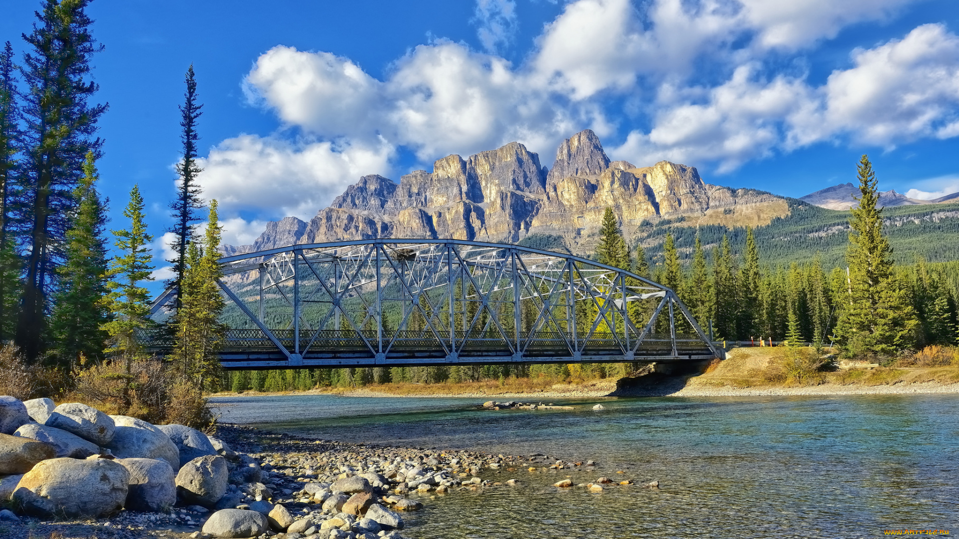 banff, national, park, alberta, canada, природа, реки, озера, castle, junction, bridge, bow, river, mountain, банф, канада