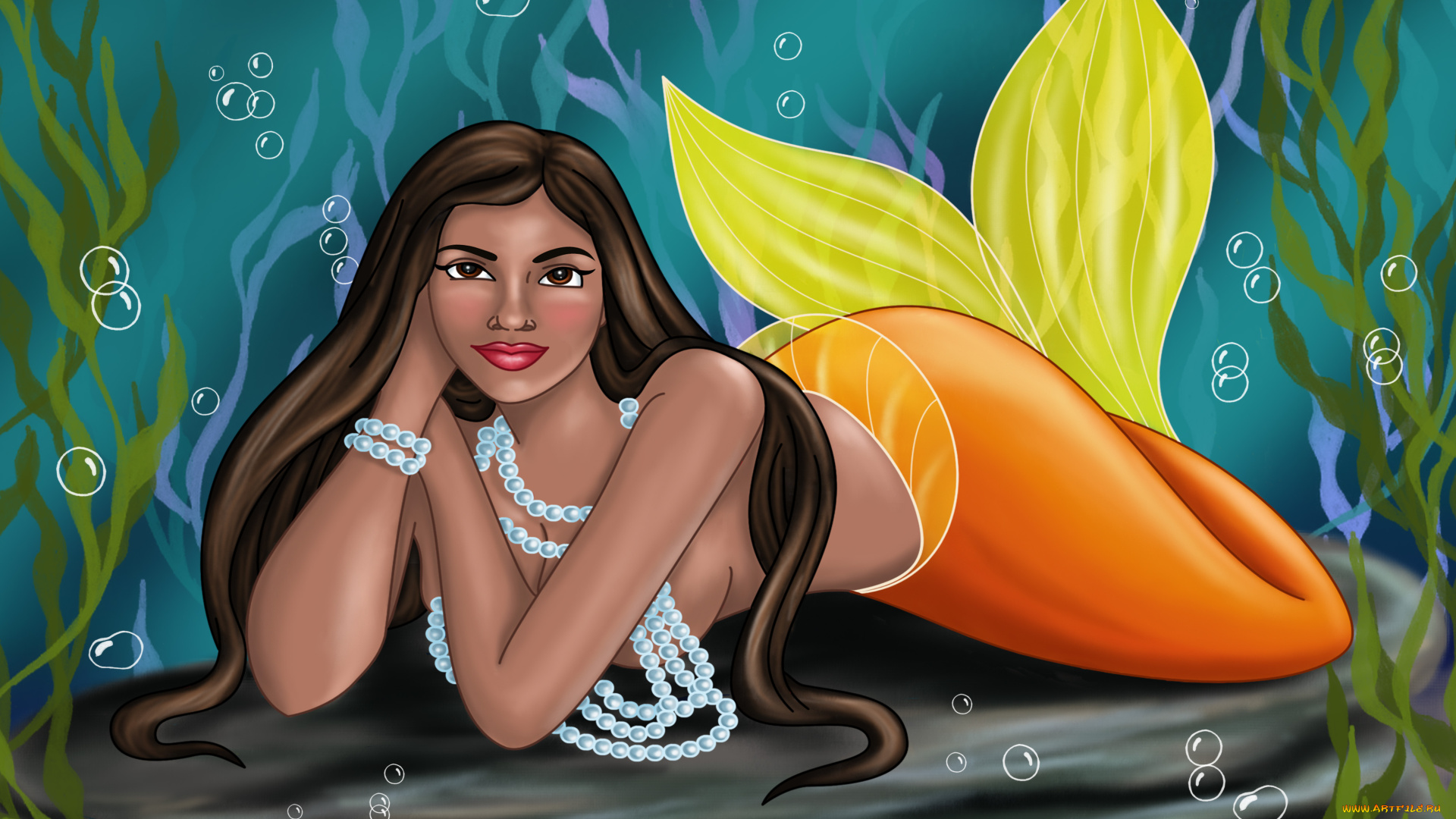 рисованные, другое, русалка