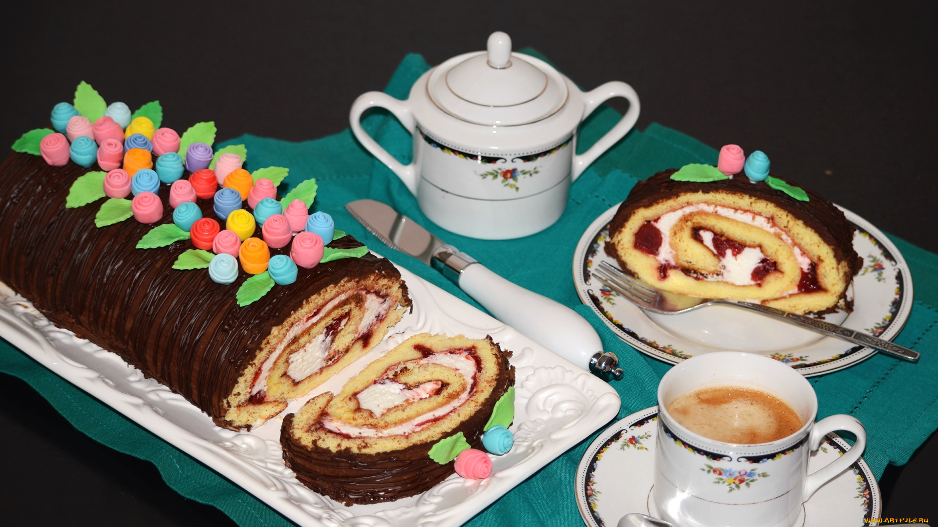 еда, пирожные, , кексы, , печенье, рулет, кофе