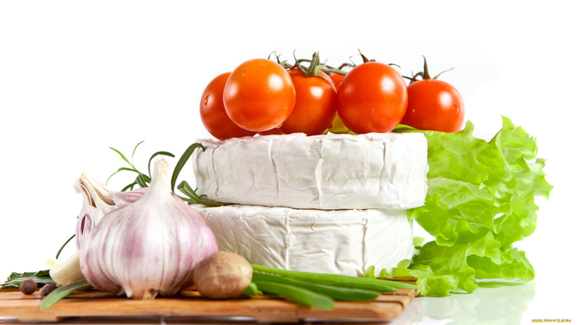 еда, разное, сыр, помидолры, чеснок