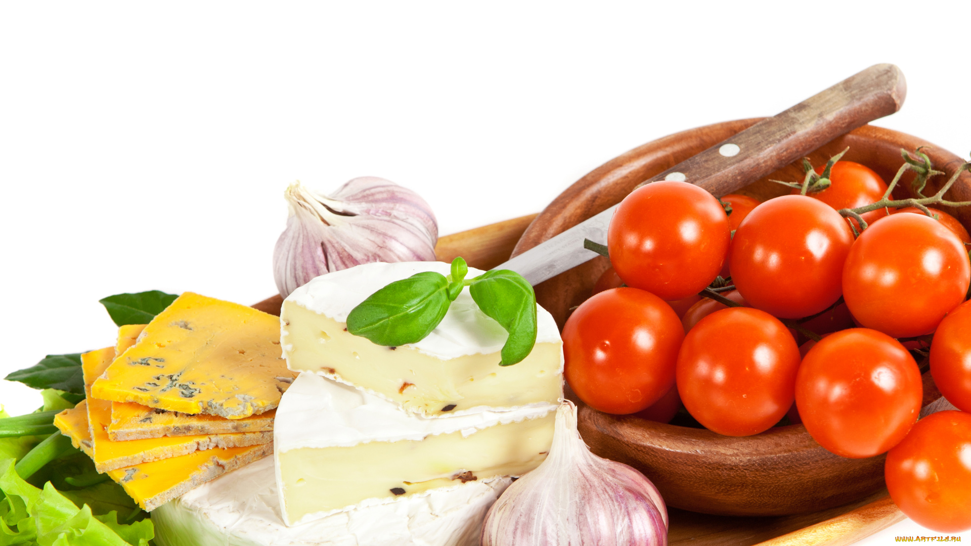 еда, разное, сыр, помидоры, чеснок