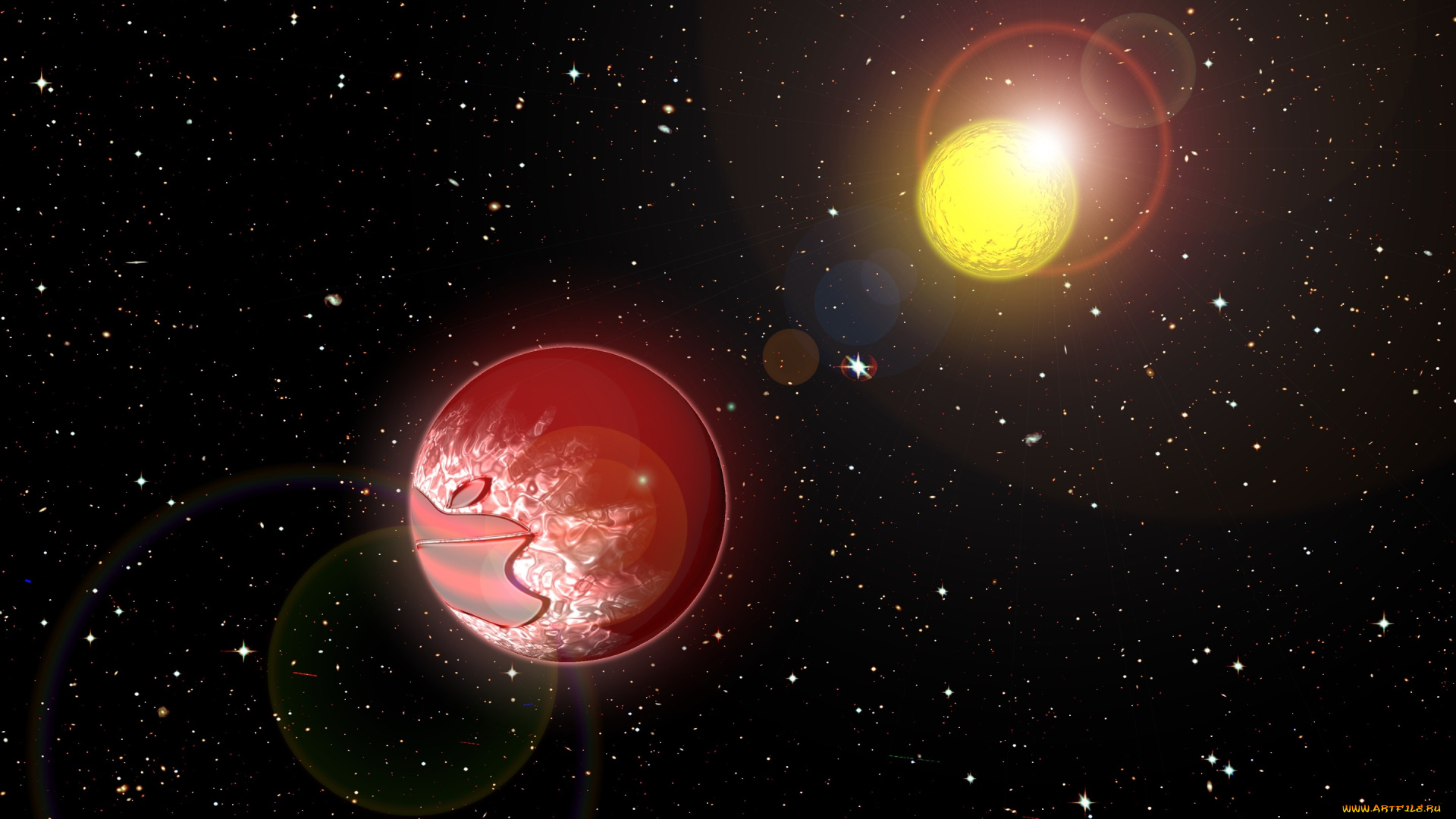 компьютеры, apple, планеты, звезды