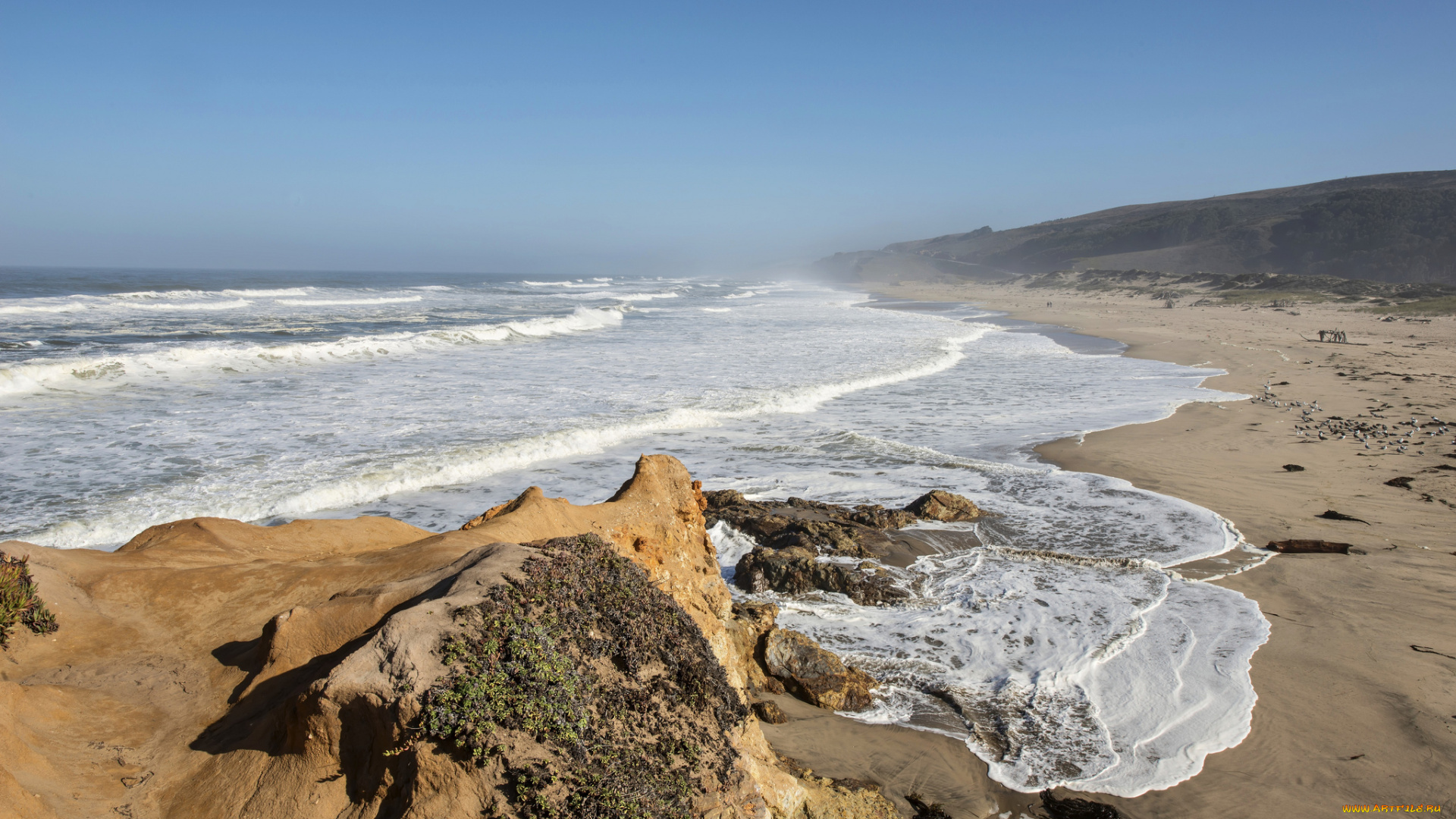 природа, побережье, пляж, океан, волны