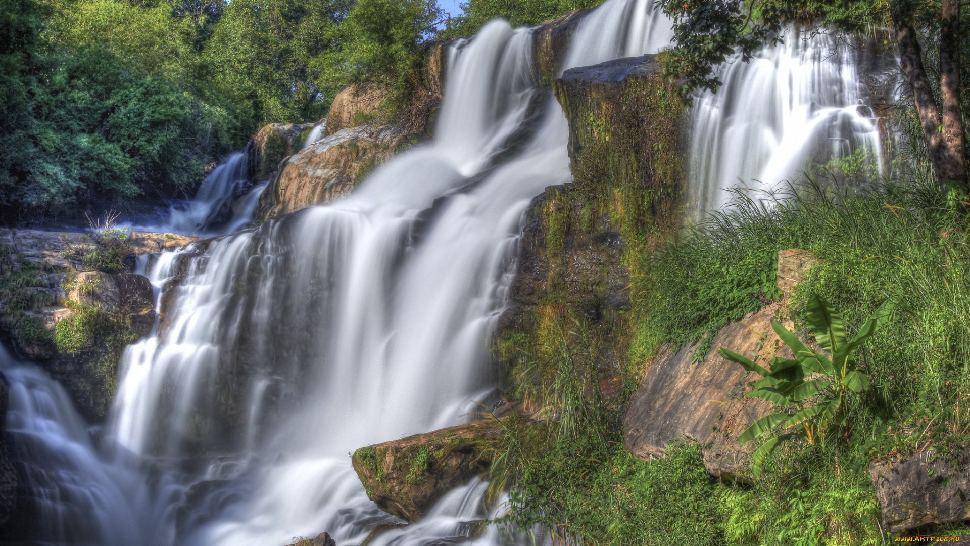 природа, водопады, водопад, обрыв, скалы, река