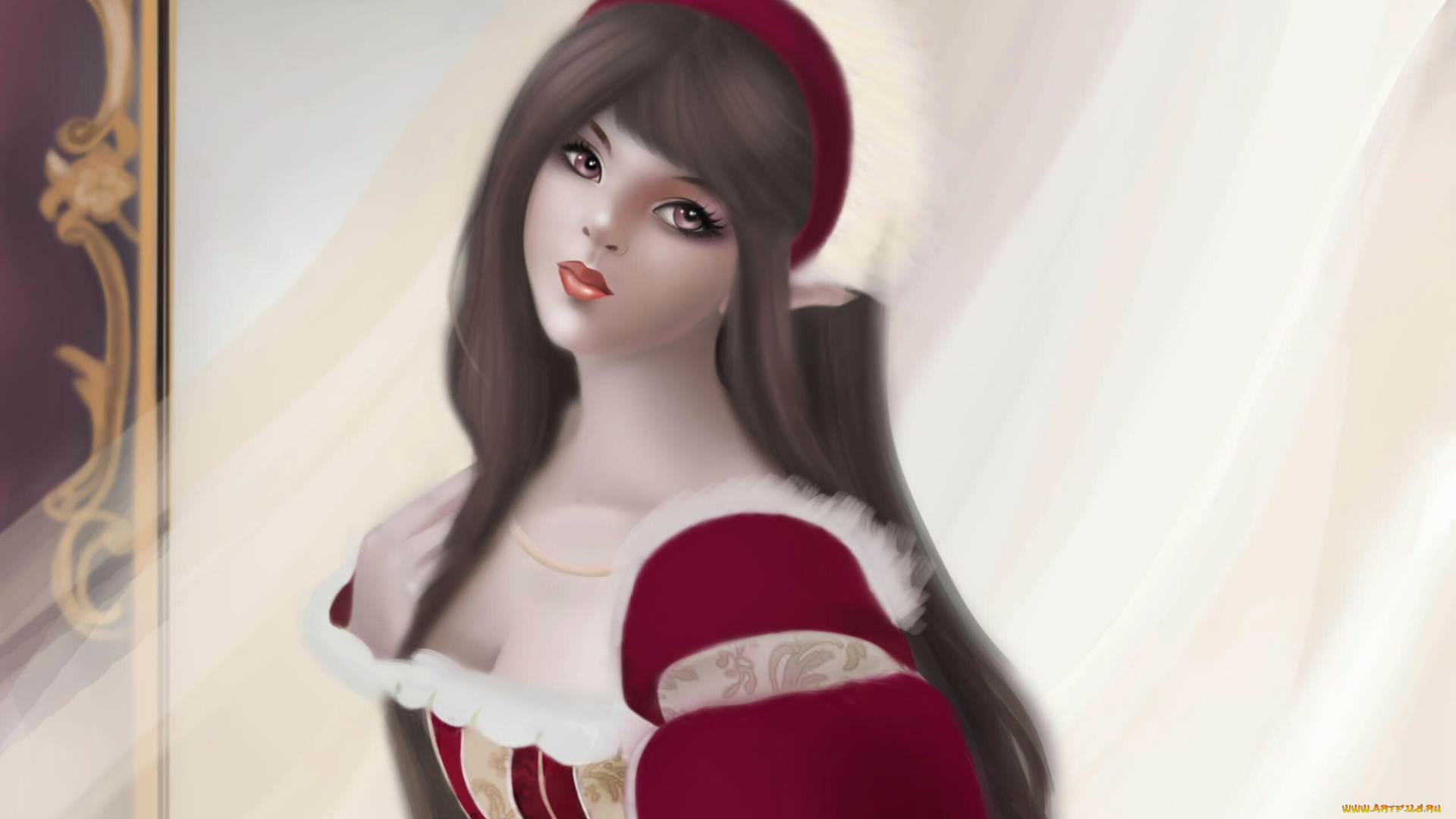 рисованные, люди, шторы, принцесса, девушка
