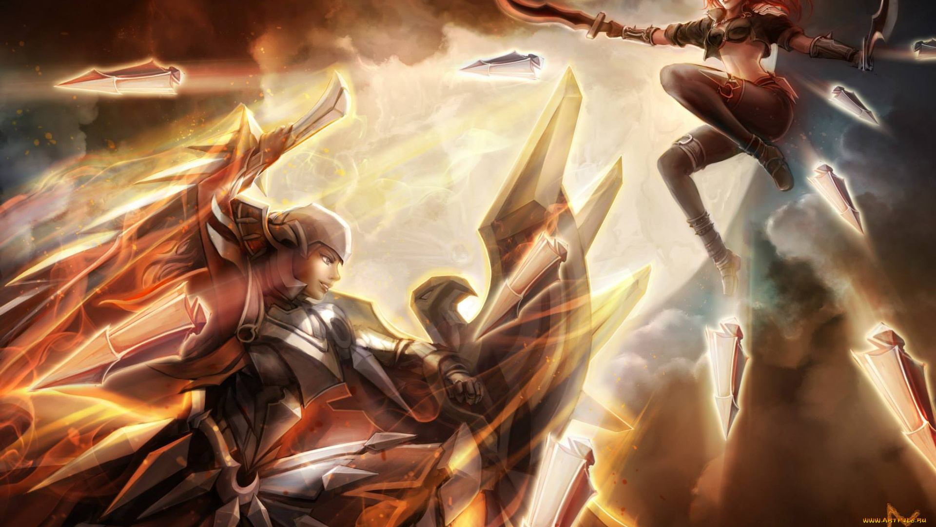 видео, игры, league, of, legends, league, of, legends, leona, katarina, lol