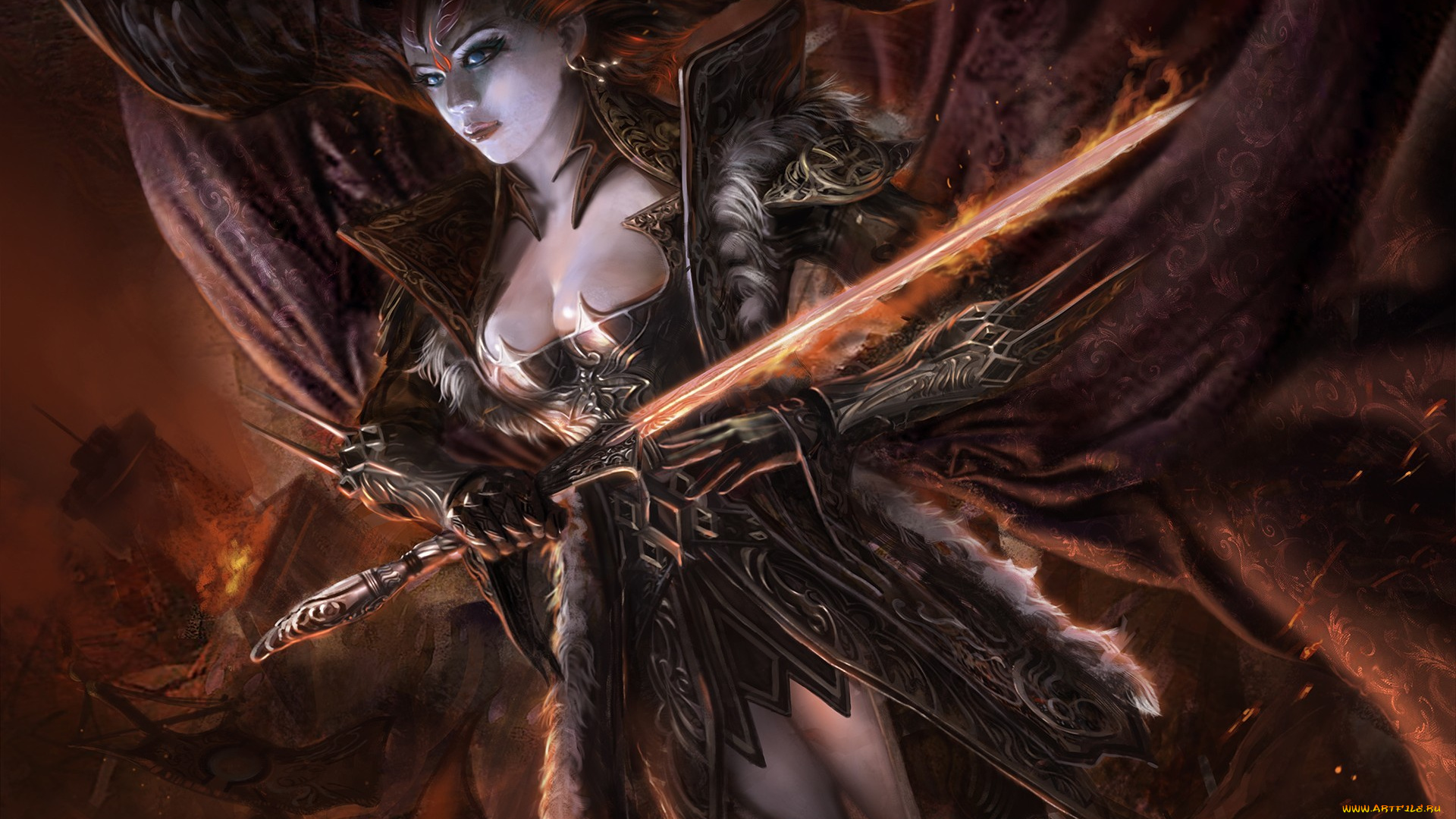 видео, игры, legend, of, the, cryptids, воин, крылья, девушка, арт, меч, оружие