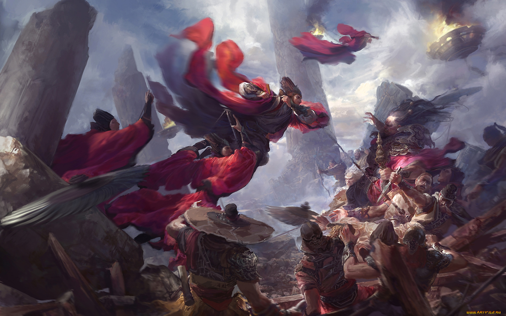 fenghua, zhong, фэнтези, люди, разрушения, сражение