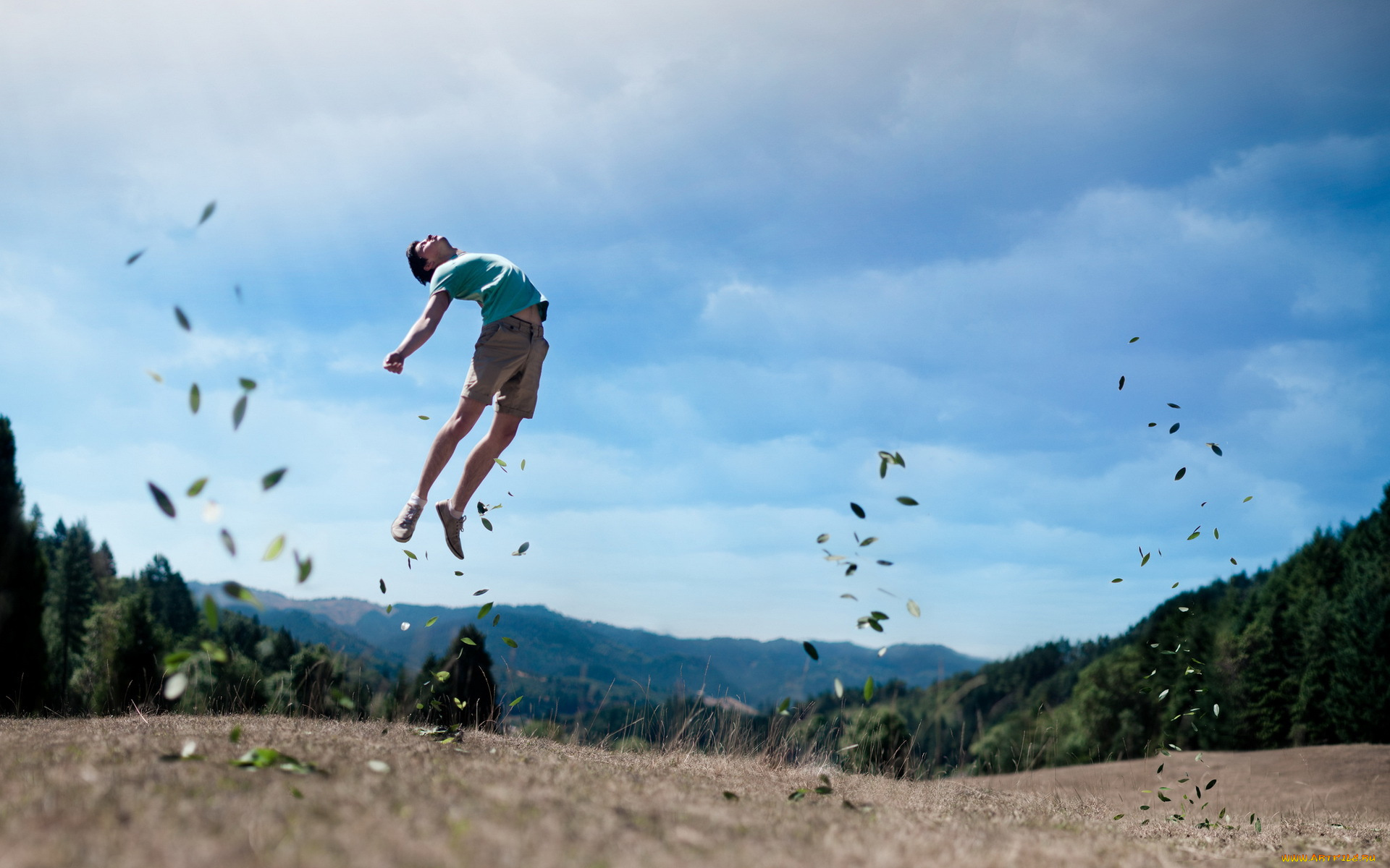 разное, компьютерный, дизайн, ситуация, парень, полёт