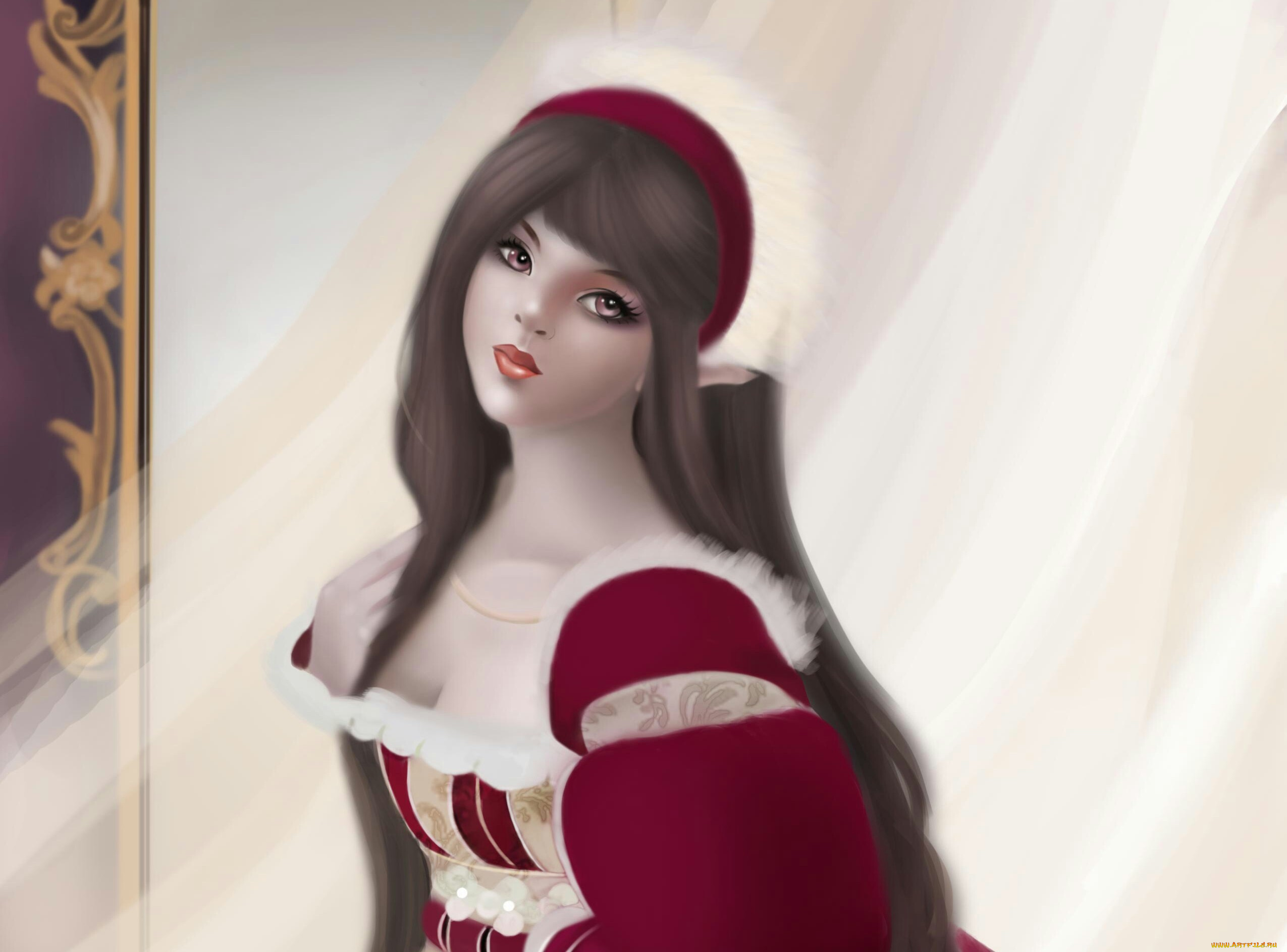 рисованные, люди, шторы, принцесса, девушка