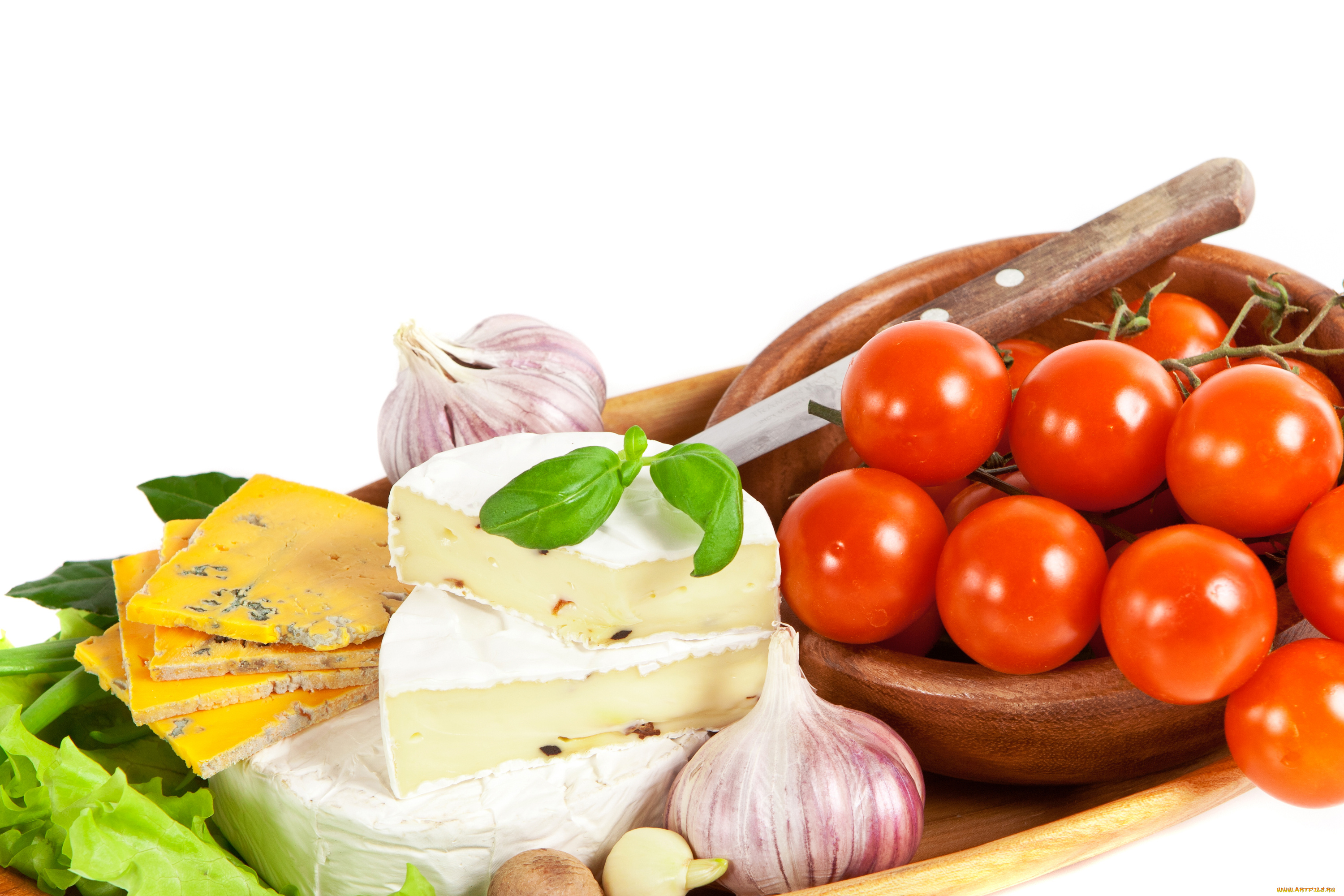 еда, разное, сыр, помидоры, чеснок
