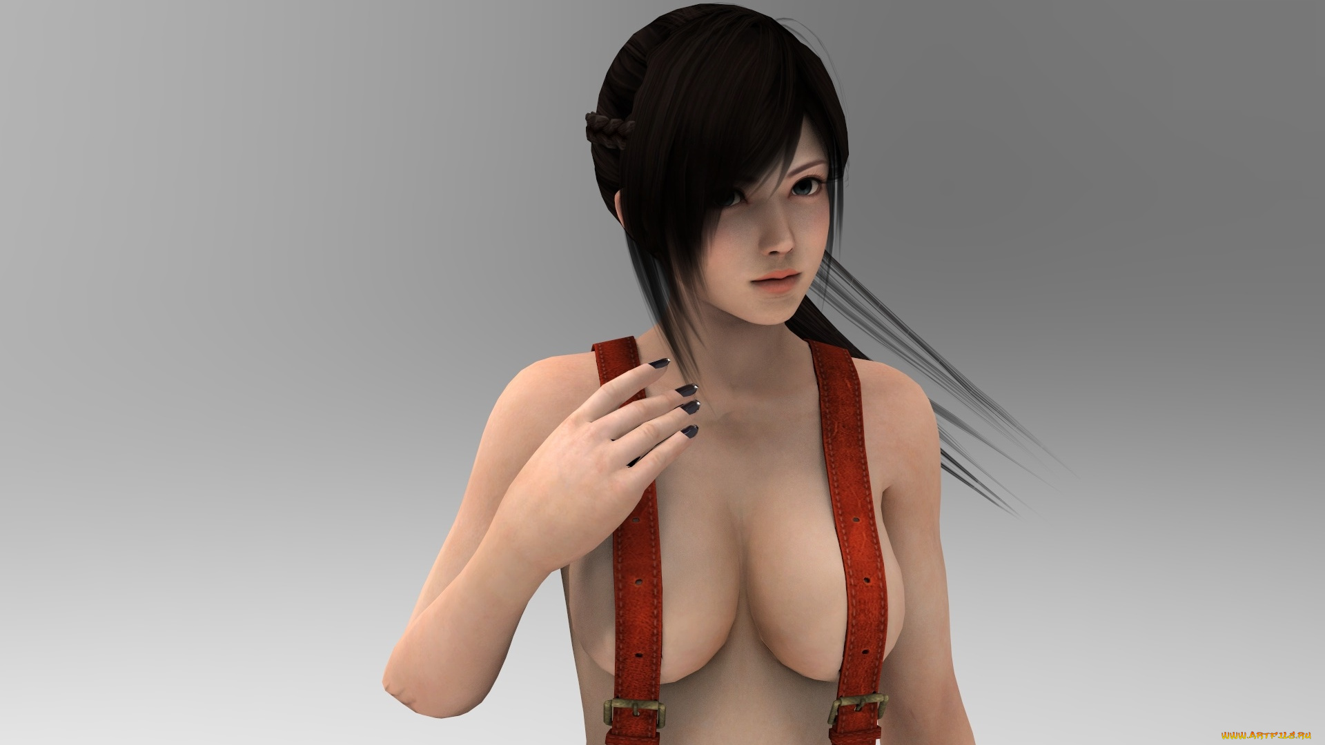 3д, графика, аниме, , anime, девушка, взгляд, фон